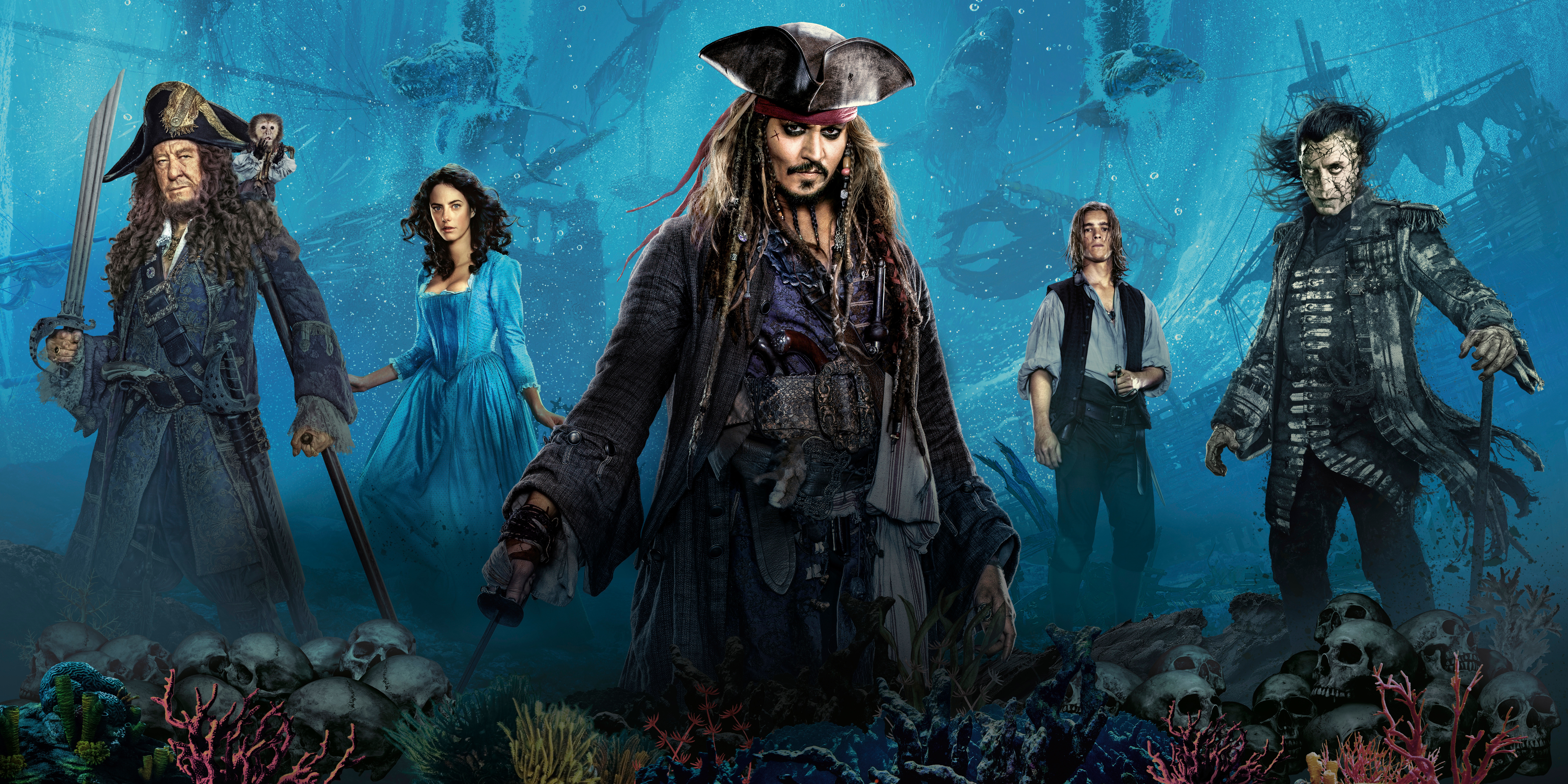 Captain Jack Sparrow and Pirates from Pirates of the Caribbean HD Wallpaper