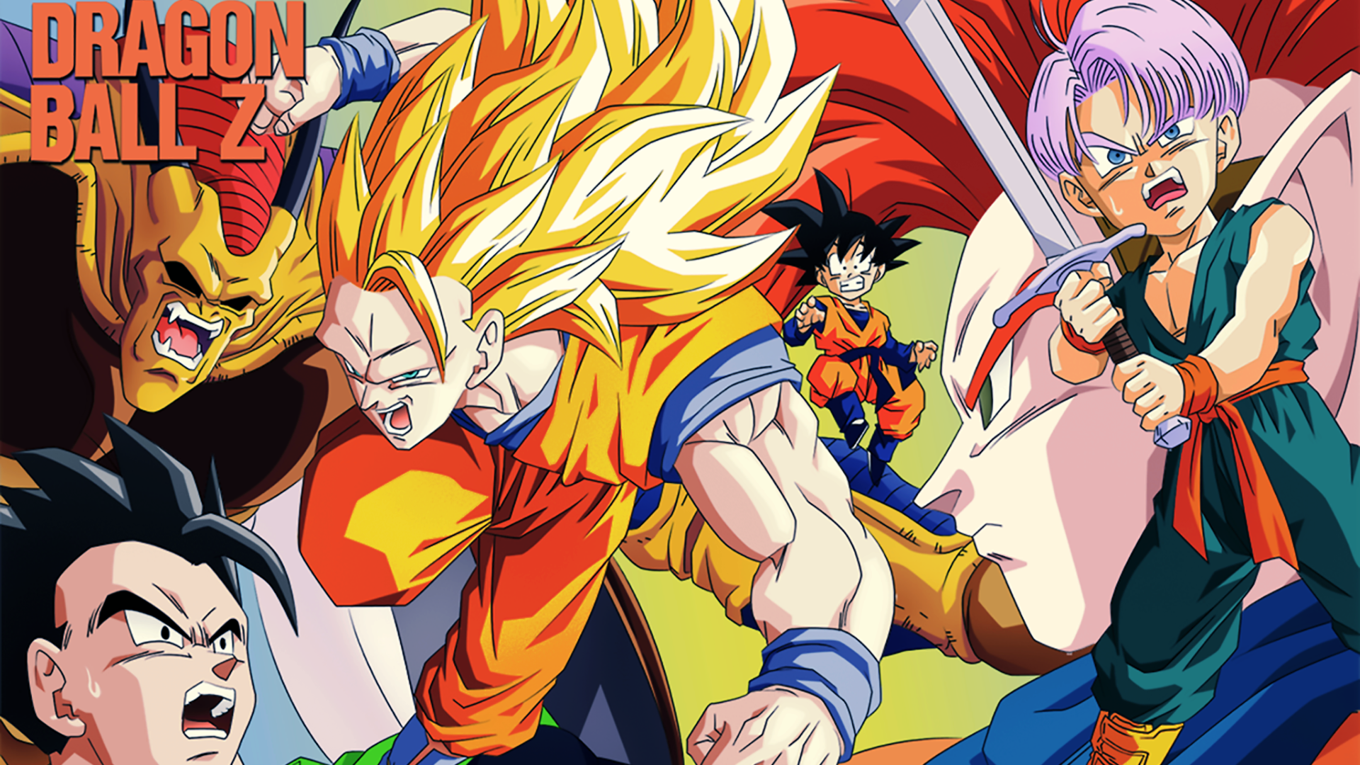 Dragon Ball Z characters: Gohan, Goku, Trunks, and Dabura HD Wallpaper