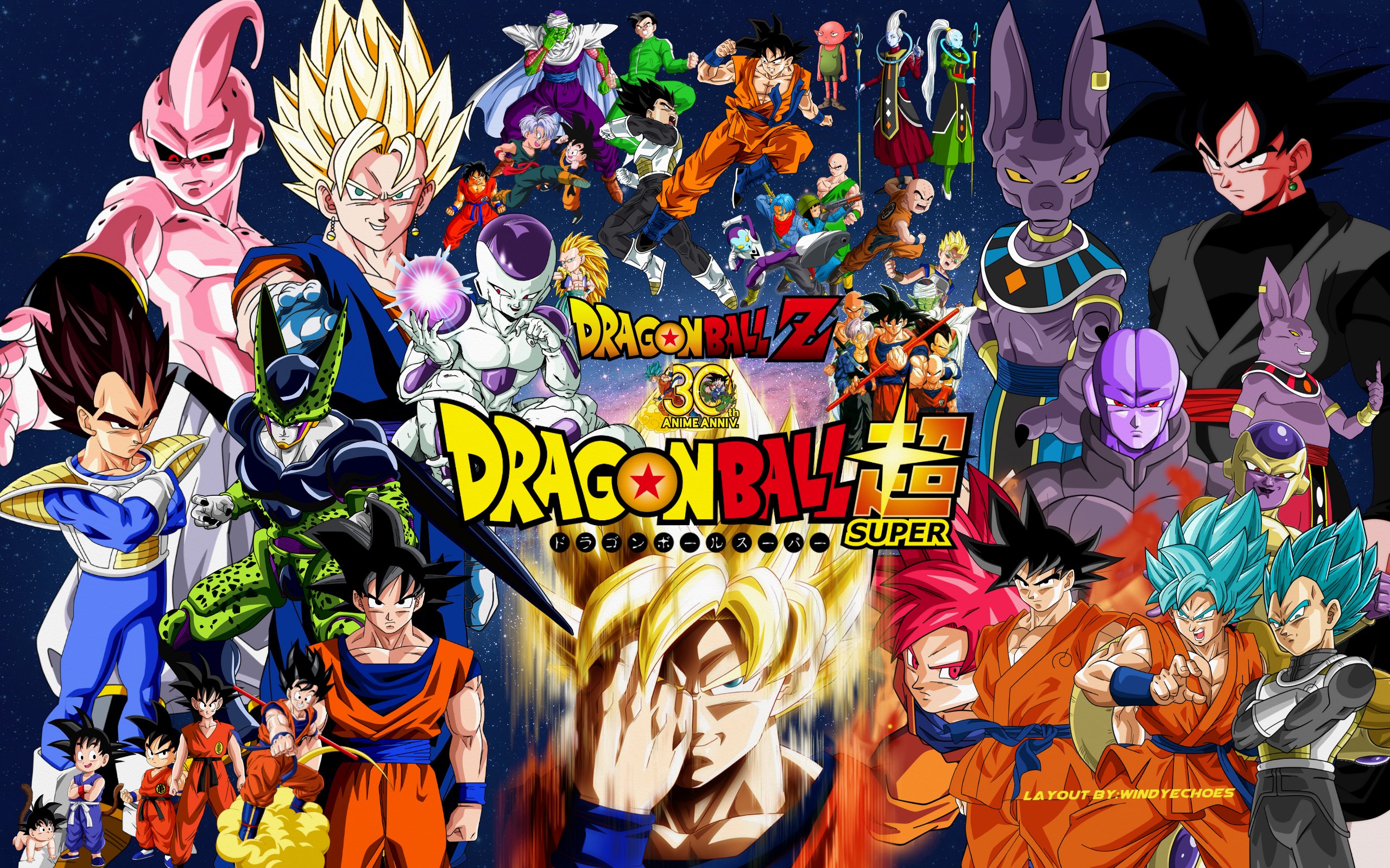 Dragon Ball Z and Super Characters Collage HD Wallpaper