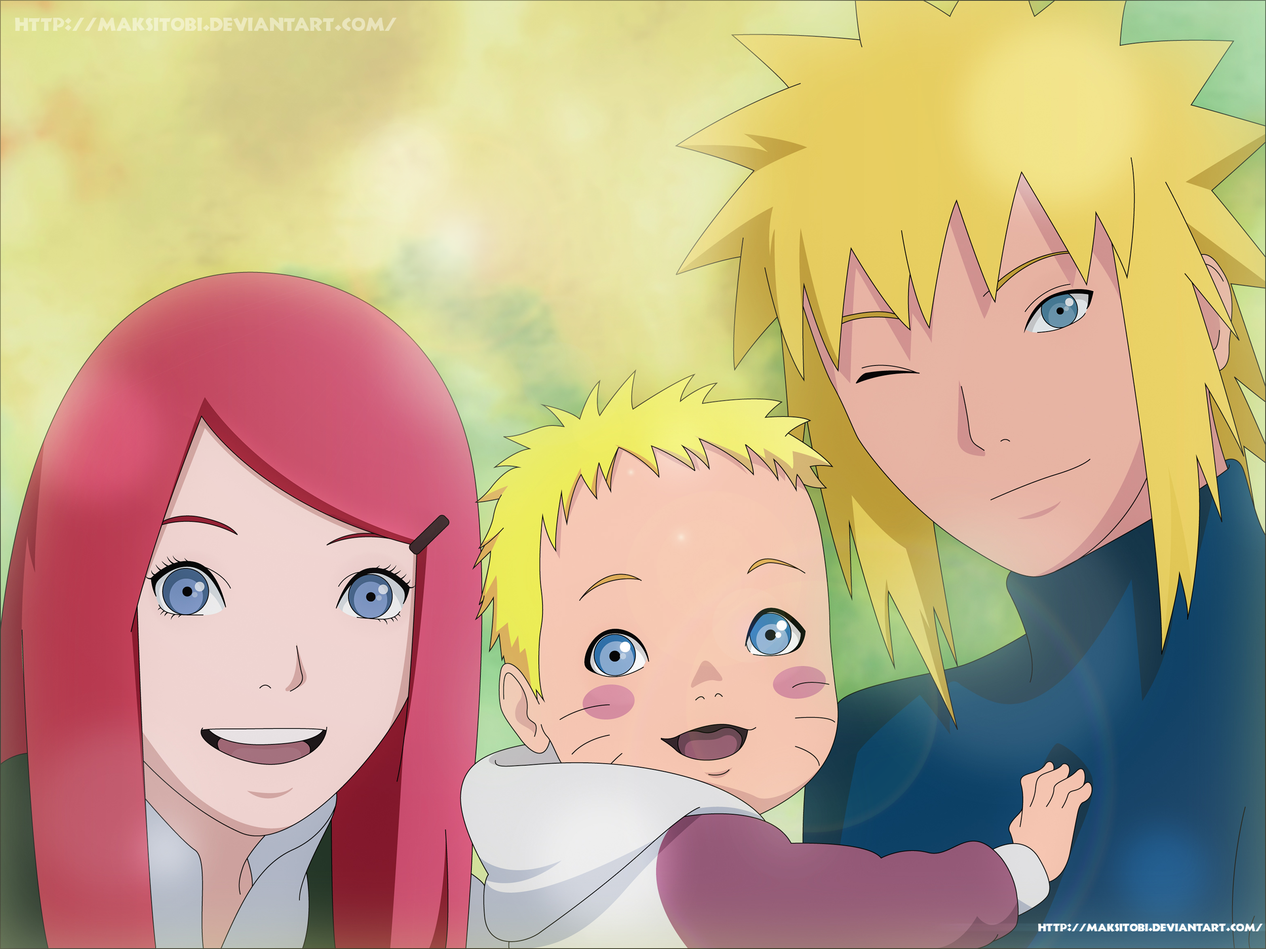 Minato Namikaze with Baby Naruto HD Wallpaper