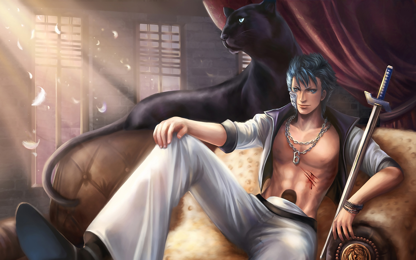 Grimmjow Jaegerjaquez with a black panther HD Wallpaper