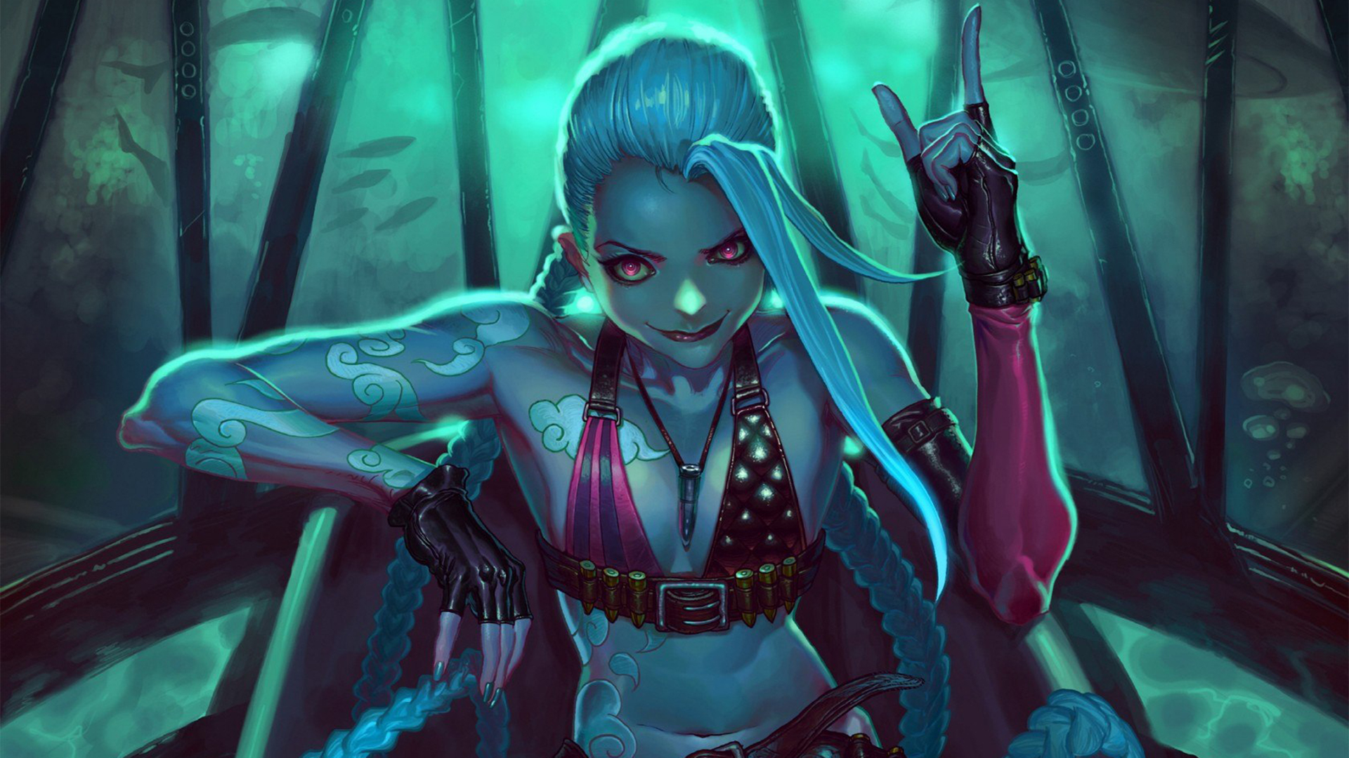 Jinx from League of Legends underwater HD Wallpaper