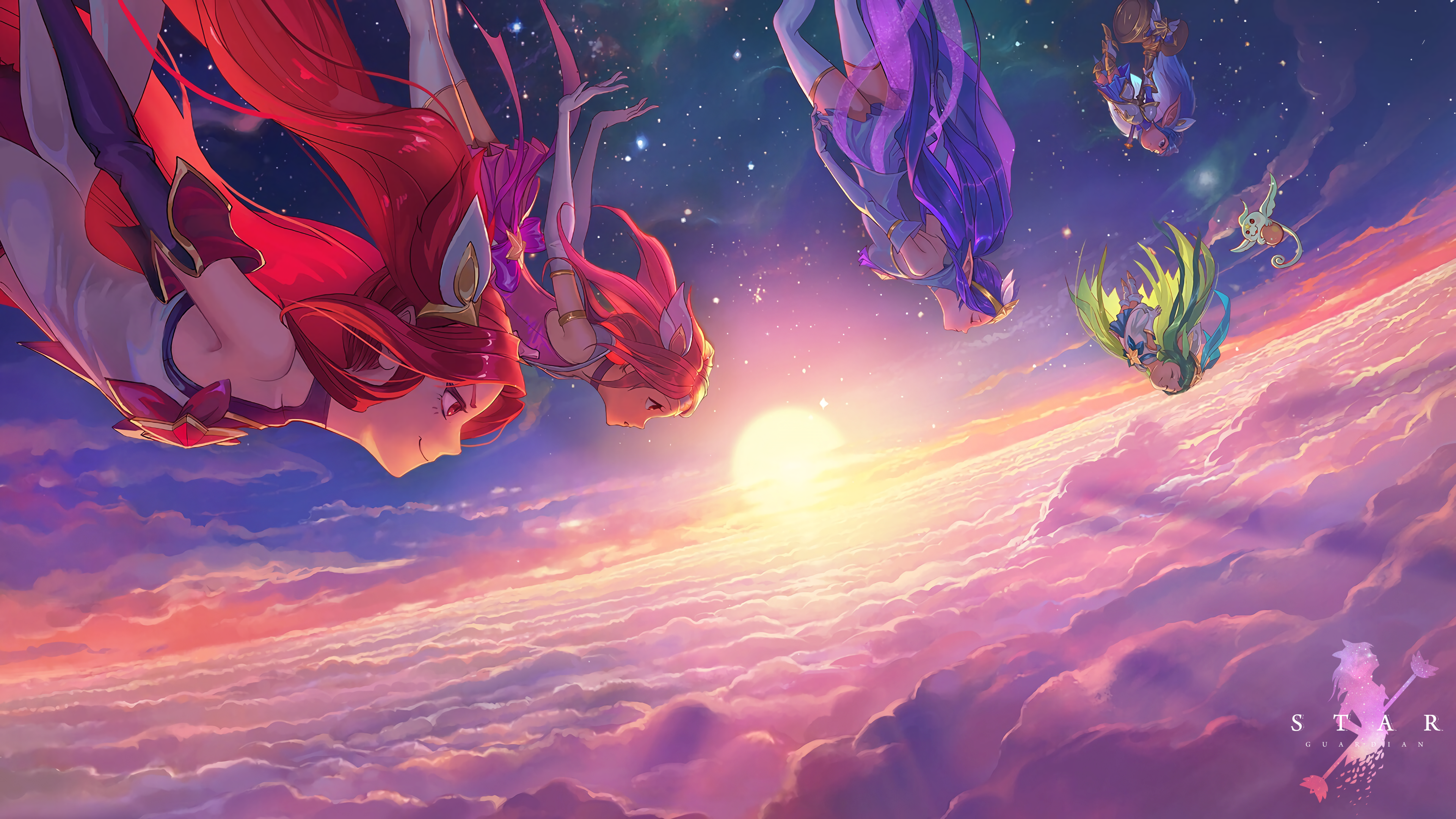 Star Guardian Jinx and friends falling through the sky HD Wallpaper