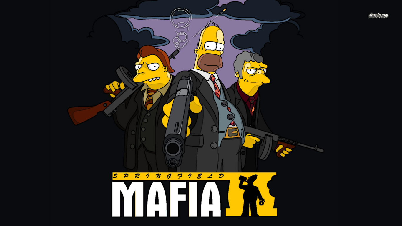 Homer Simpson and friends in Springfield Mafia HD Wallpaper