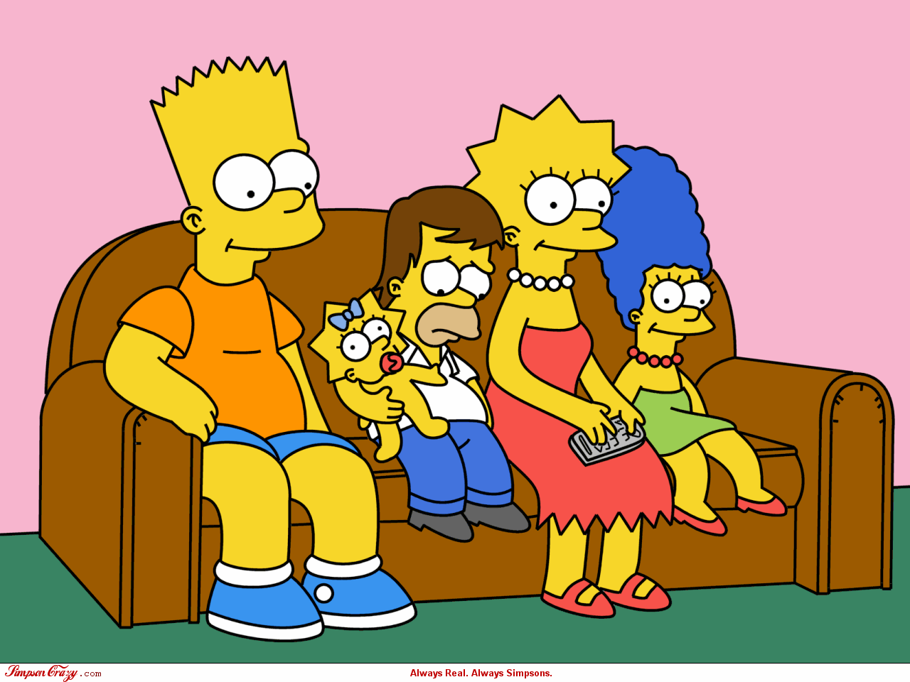 The Simpsons Family on a Couch HD Wallpaper