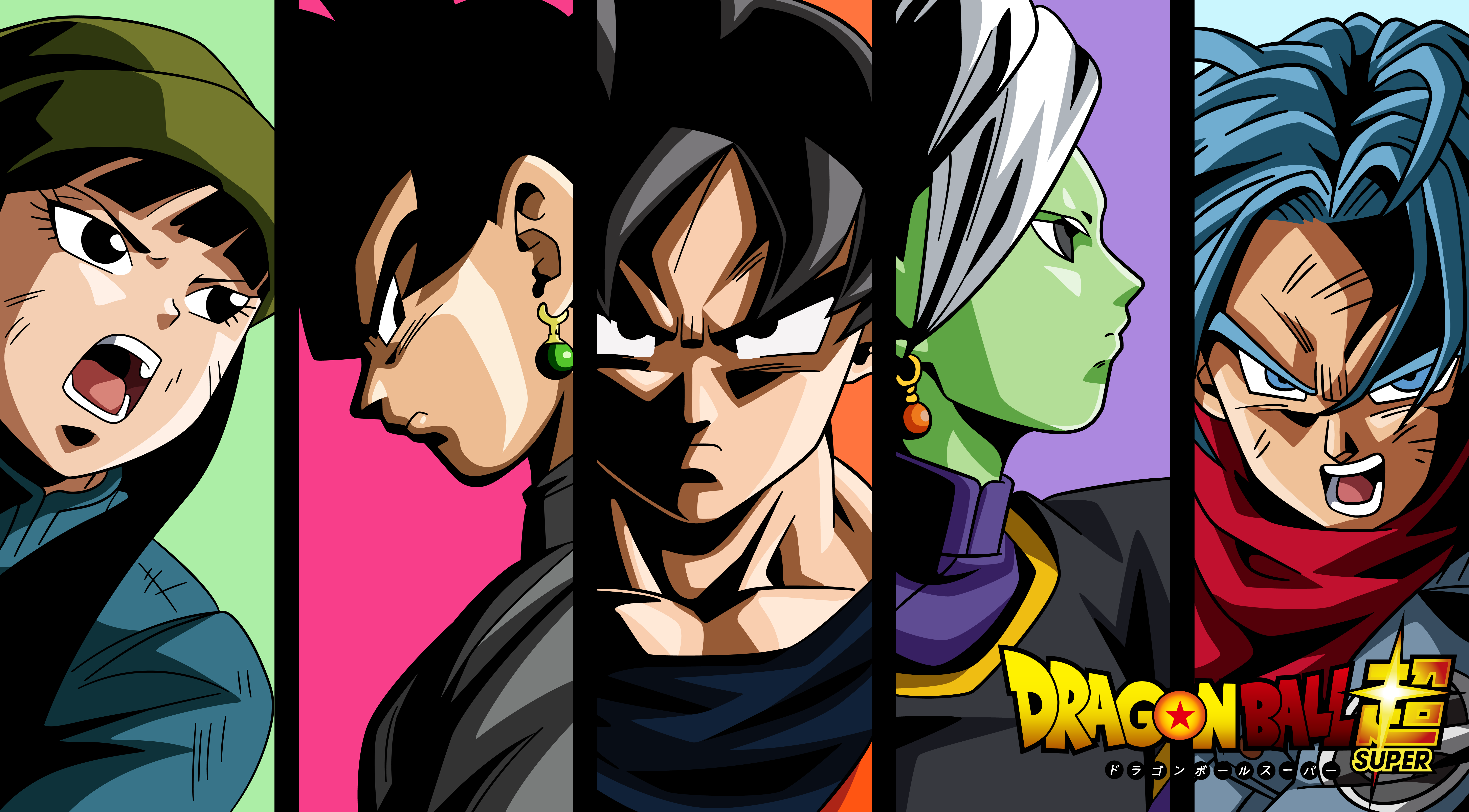 Dragon Ball Super: Goku Black, Zamasu, Trunks, and Mai HD Wallpaper