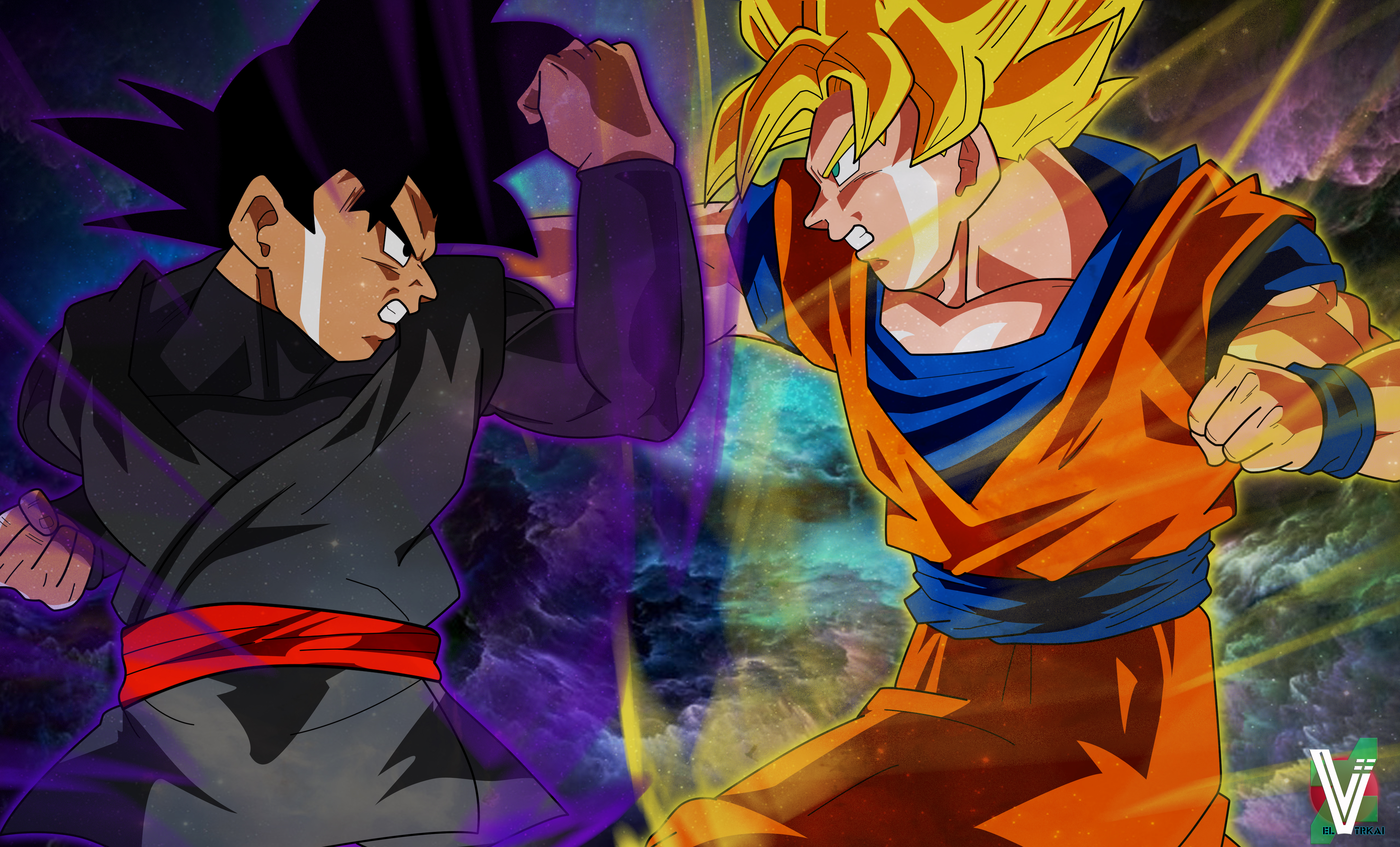 Goku Black and Super Saiyan Goku from Dragon Ball HD Wallpaper