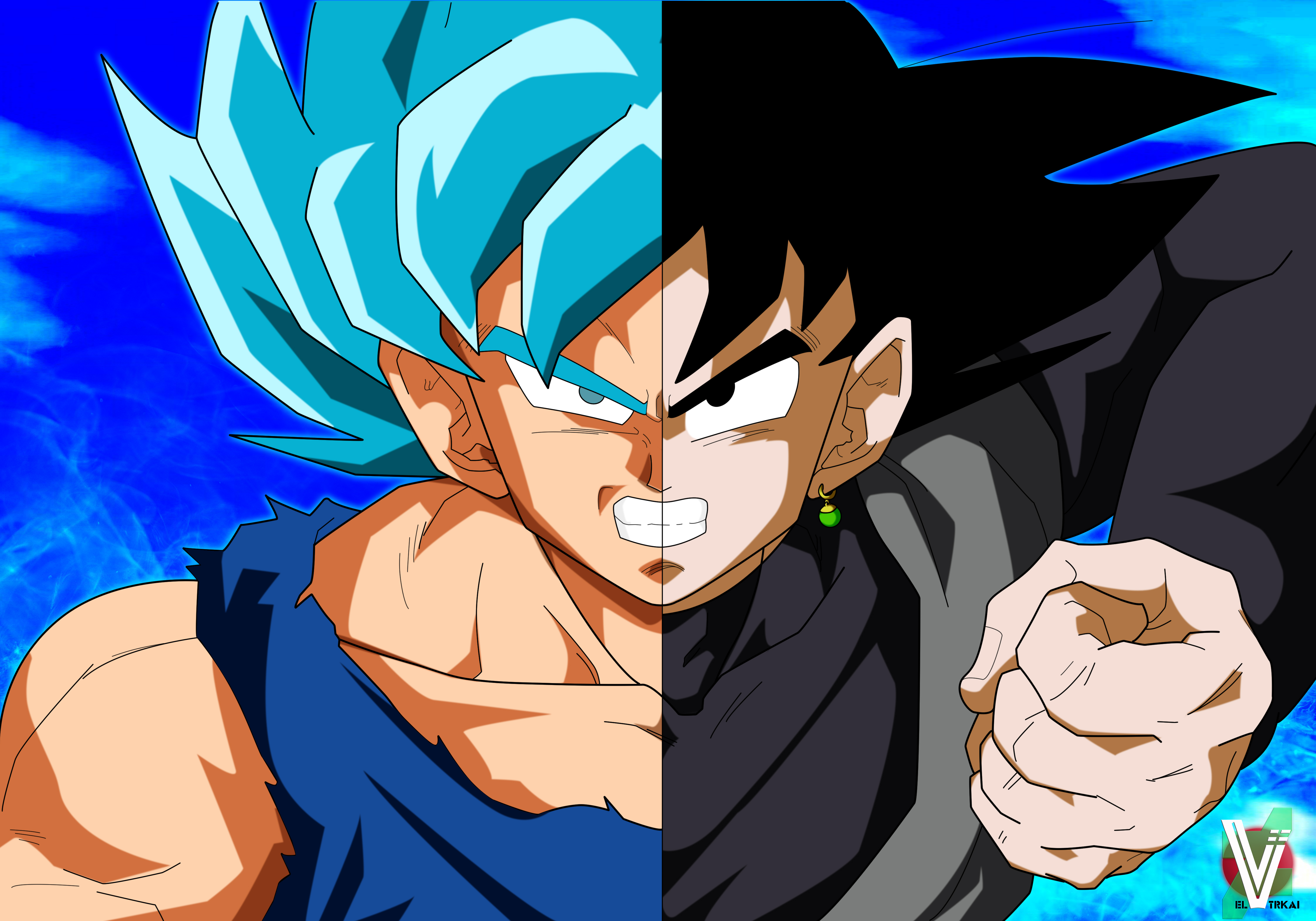 Goku Super Saiyan Blue vs Goku Black from Dragon Ball HD Wallpaper