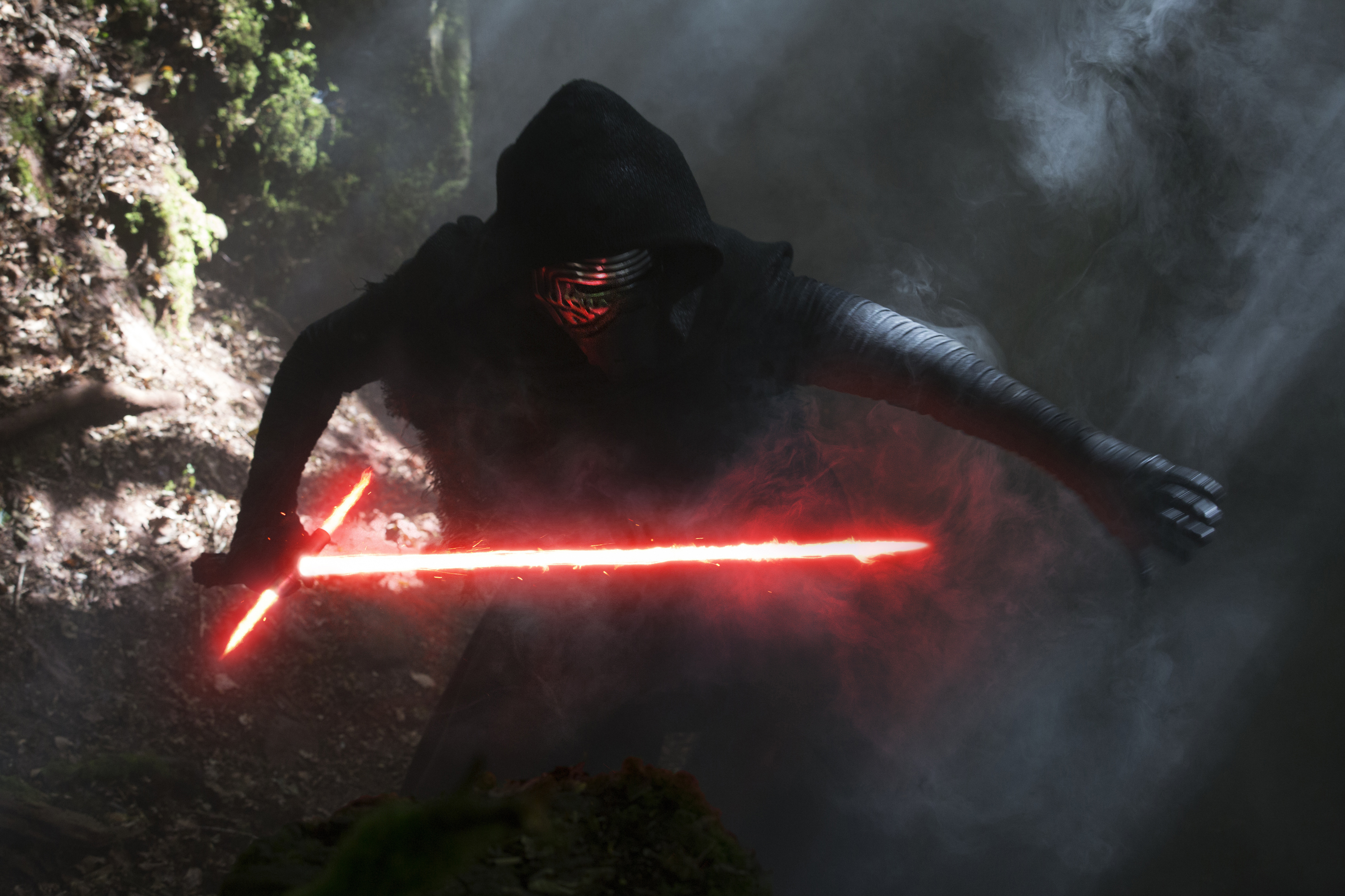 Kylo Ren from Star Wars with a lightsaber HD Wallpaper
