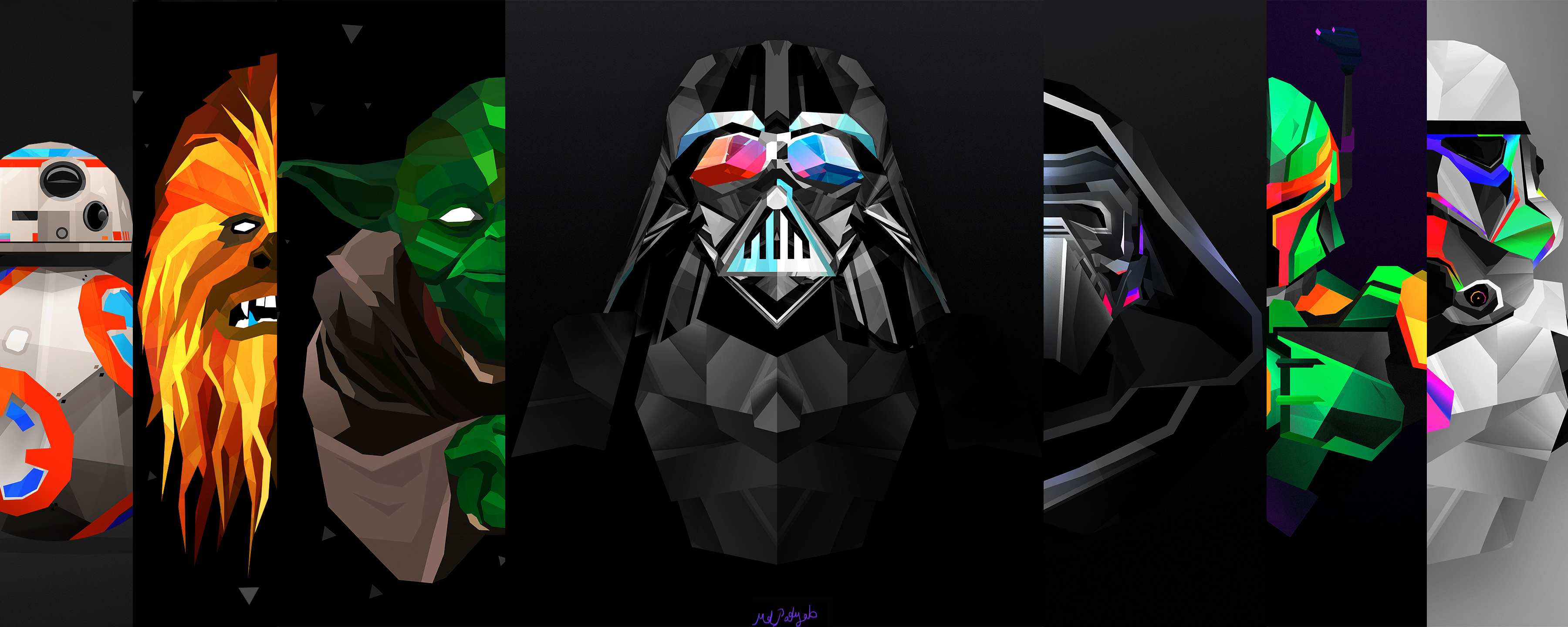 Star Wars Characters Geometric Art HD Wallpaper