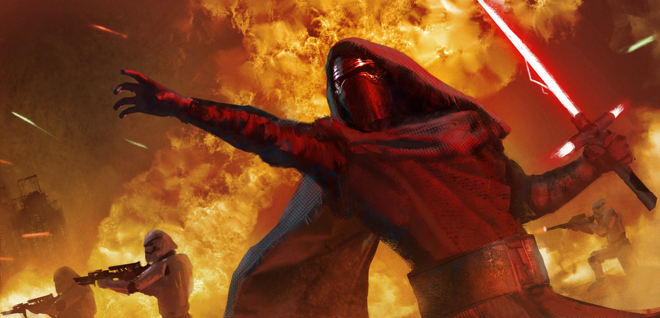 Kylo Ren from Star Wars in battle HD Wallpaper