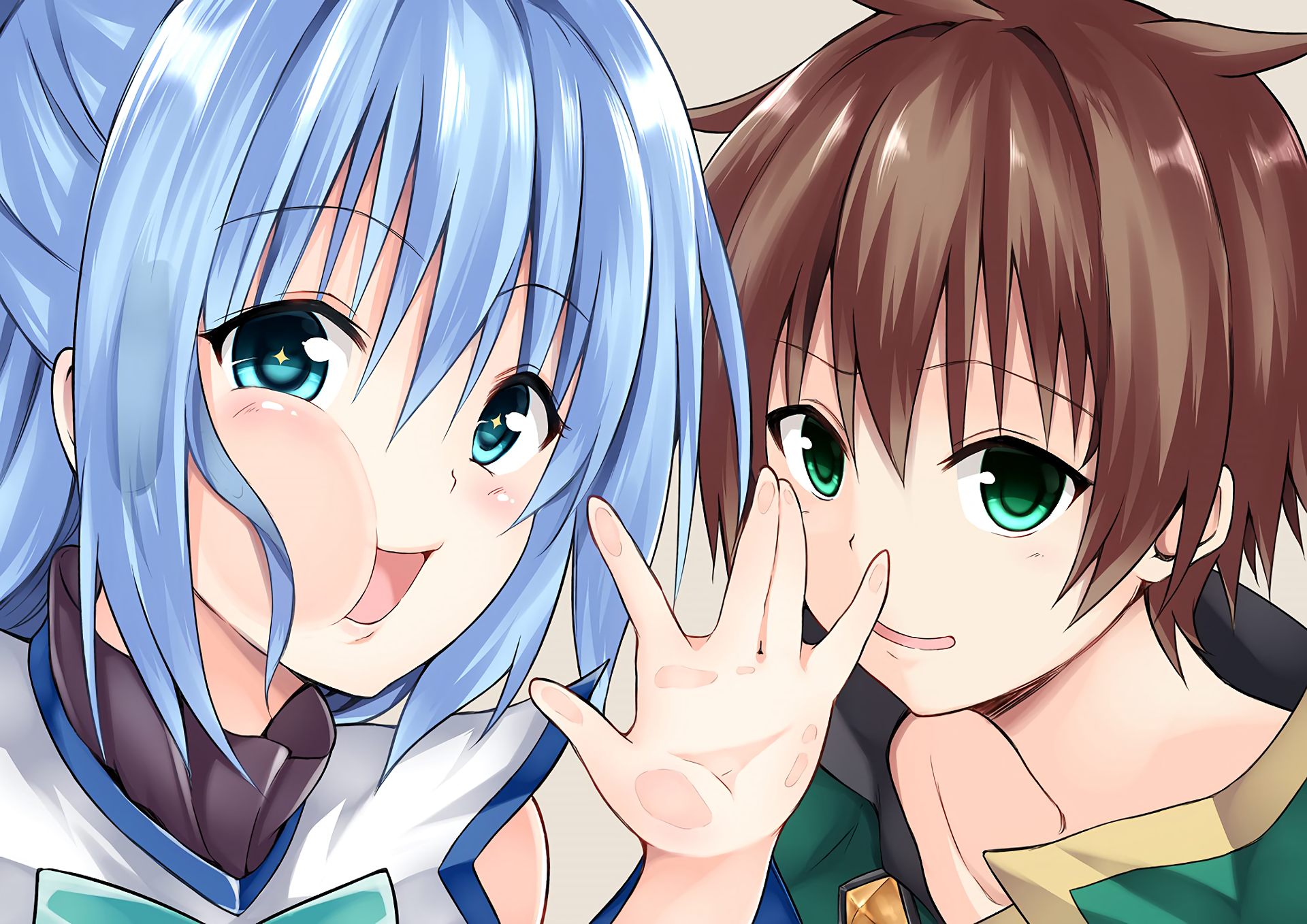Aqua and Kazuma from KonoSuba HD Wallpaper