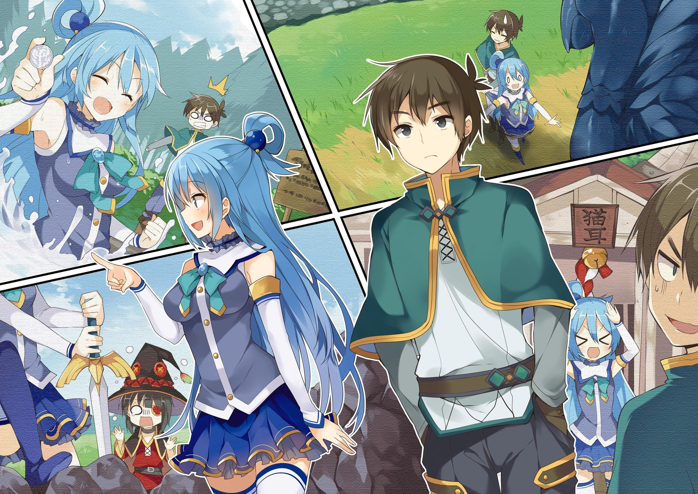 Aqua and Kazuma from KonoSuba HD Wallpaper