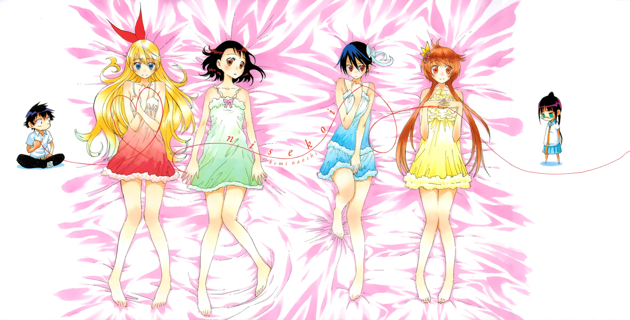 Nisekoi: Kosaki Onodera and friends with red string HD Wallpaper