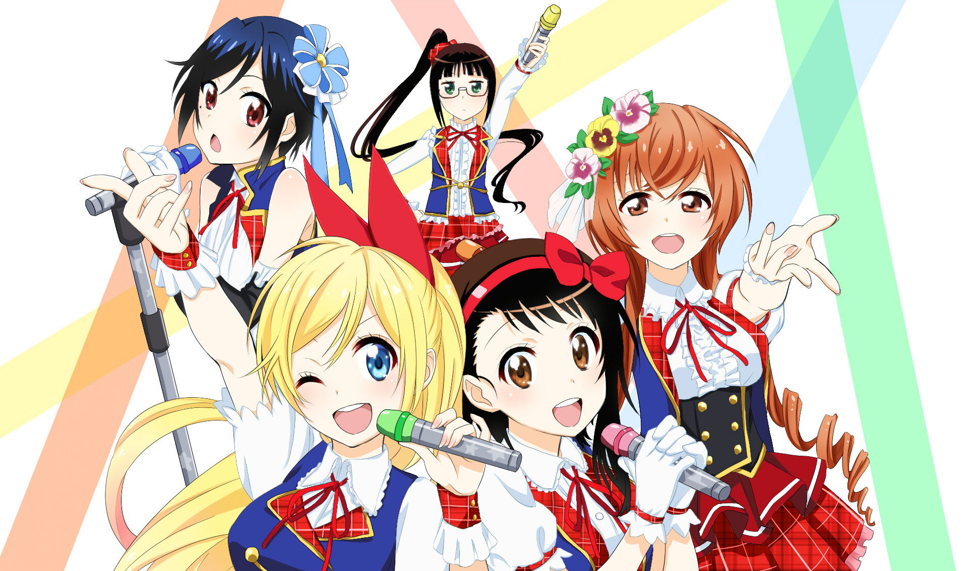 Five girls from Nisekoi singing HD Wallpaper
