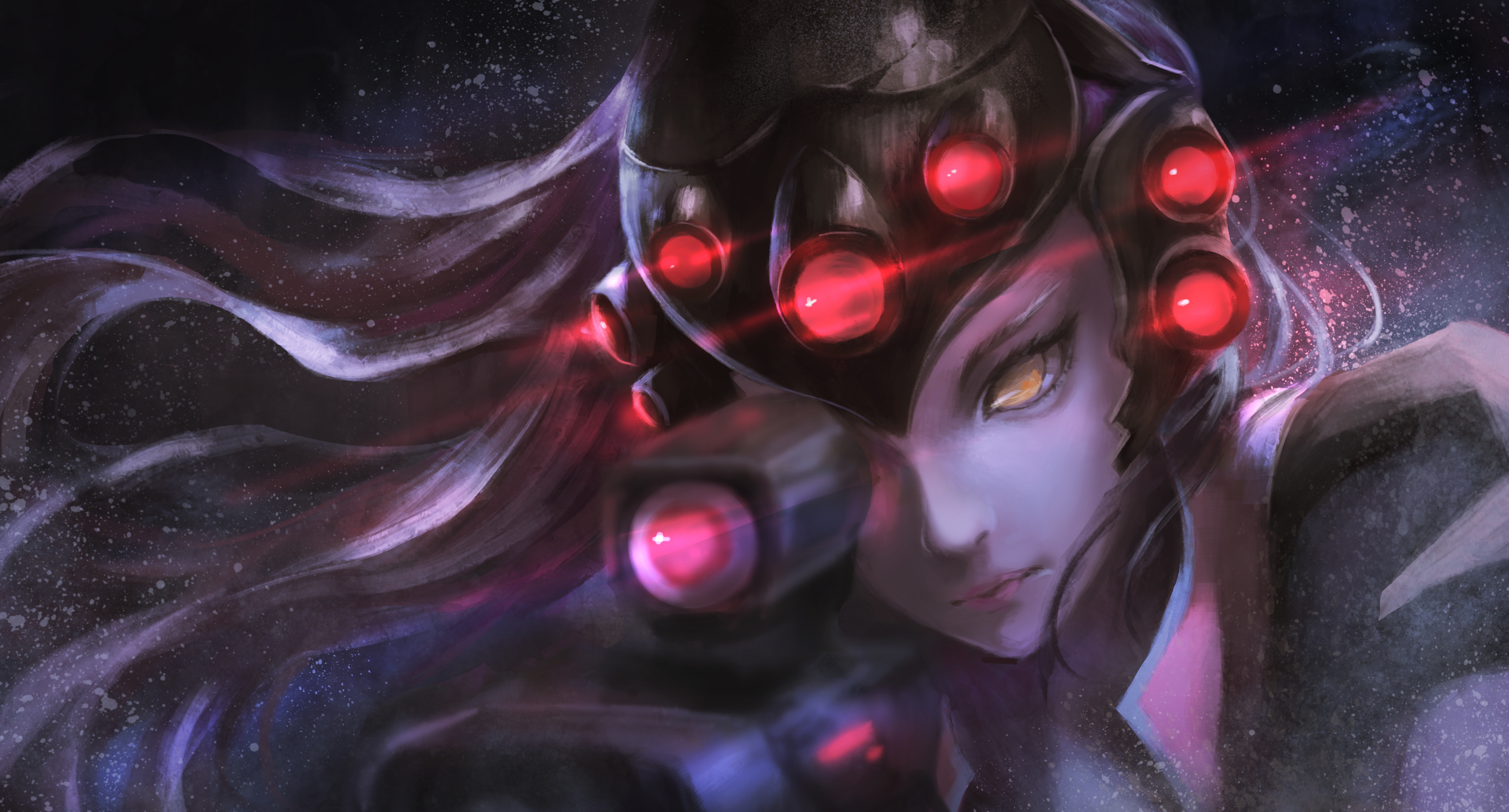 Widowmaker from Overwatch aiming a sniper rifle HD Wallpaper