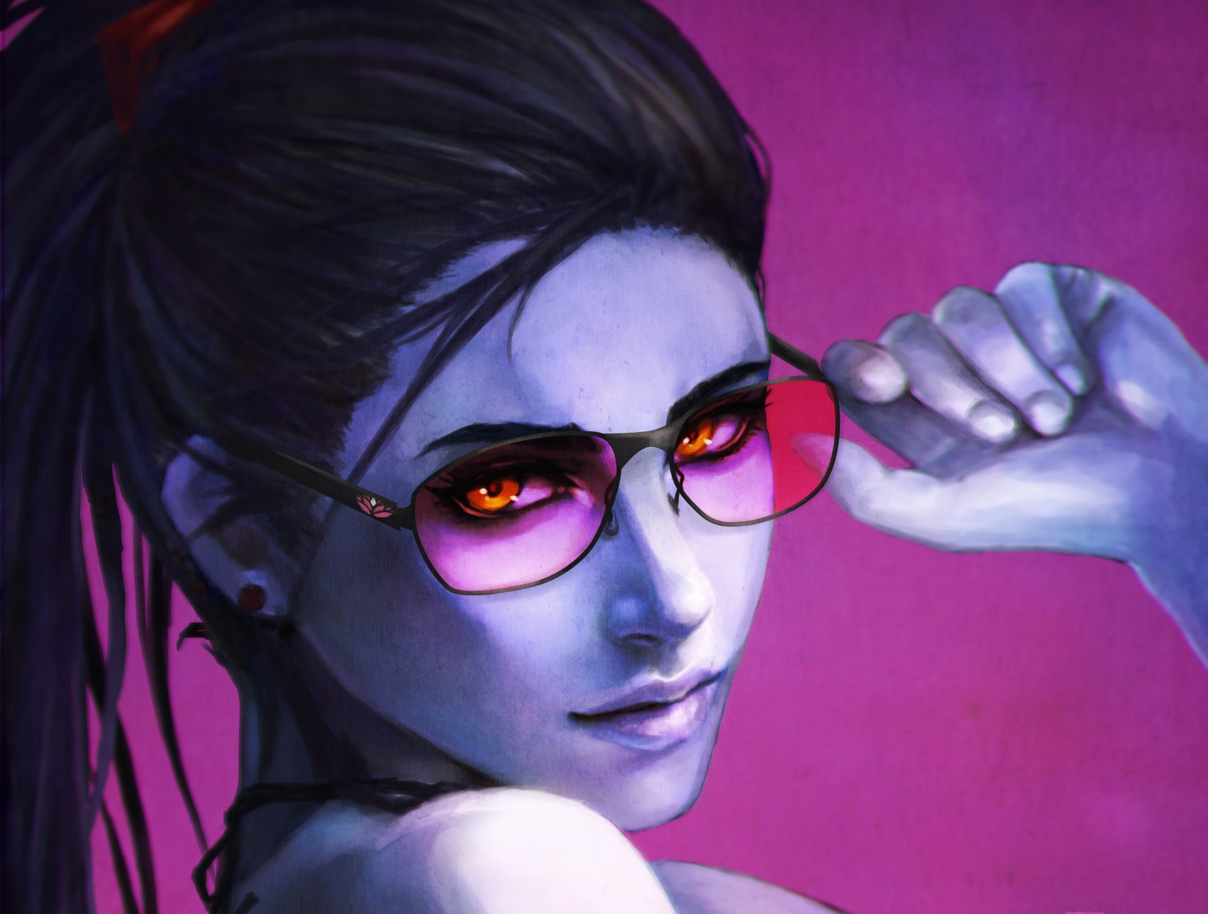 Widowmaker from Overwatch wearing sunglasses HD Wallpaper