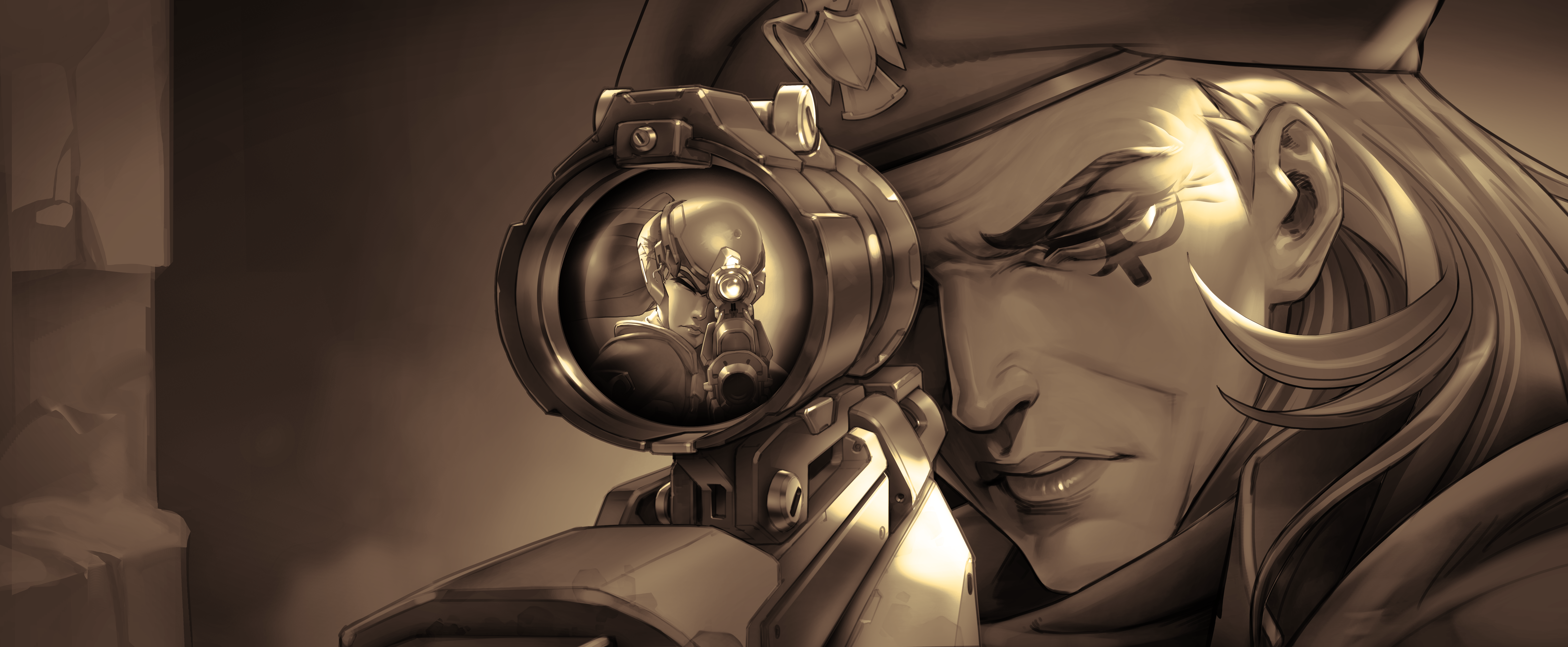 Widowmaker from Overwatch aiming a sniper rifle HD Wallpaper