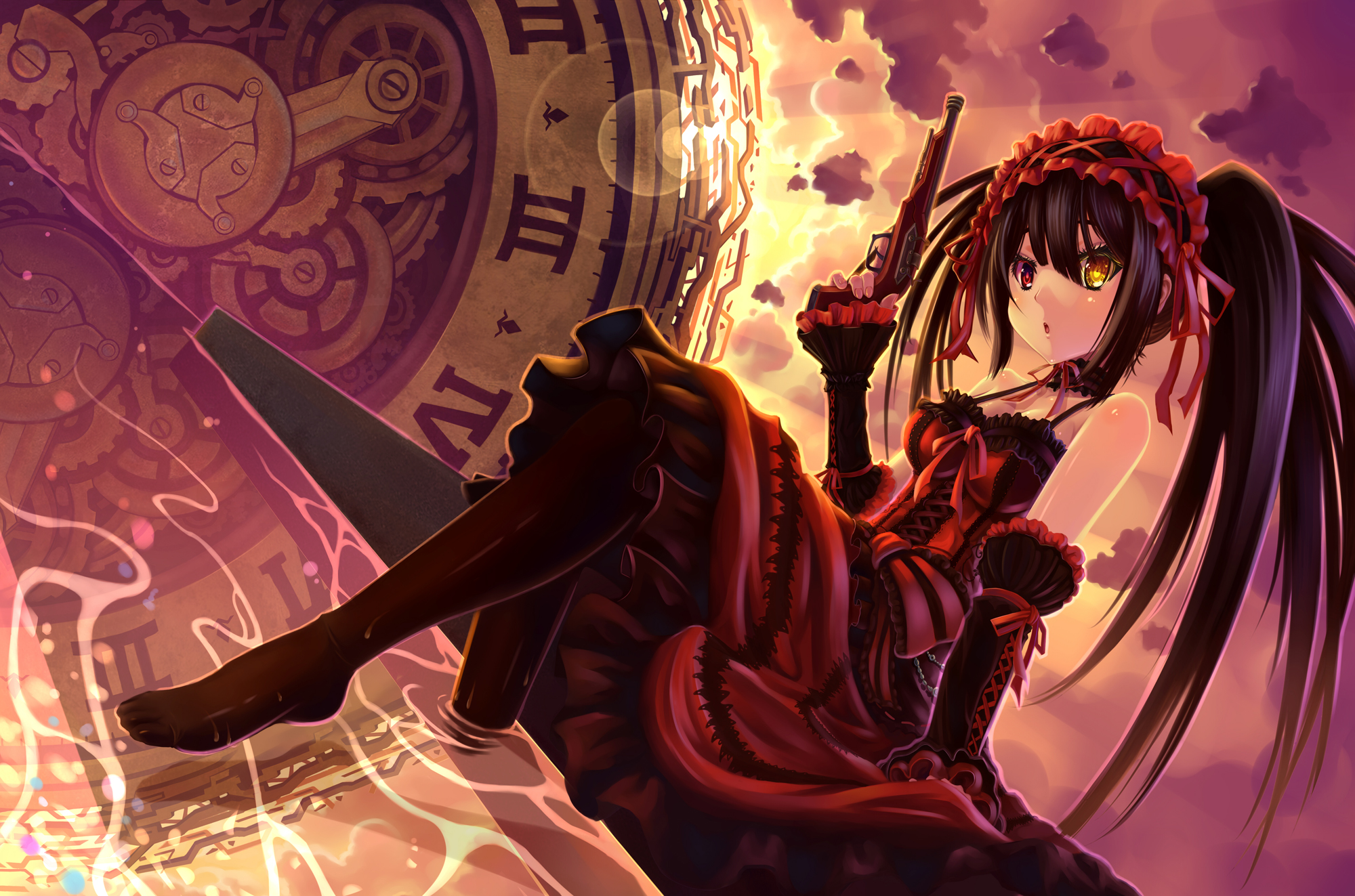 Kurumi Tokisaki in Gothic Dress with Clock HD Wallpaper