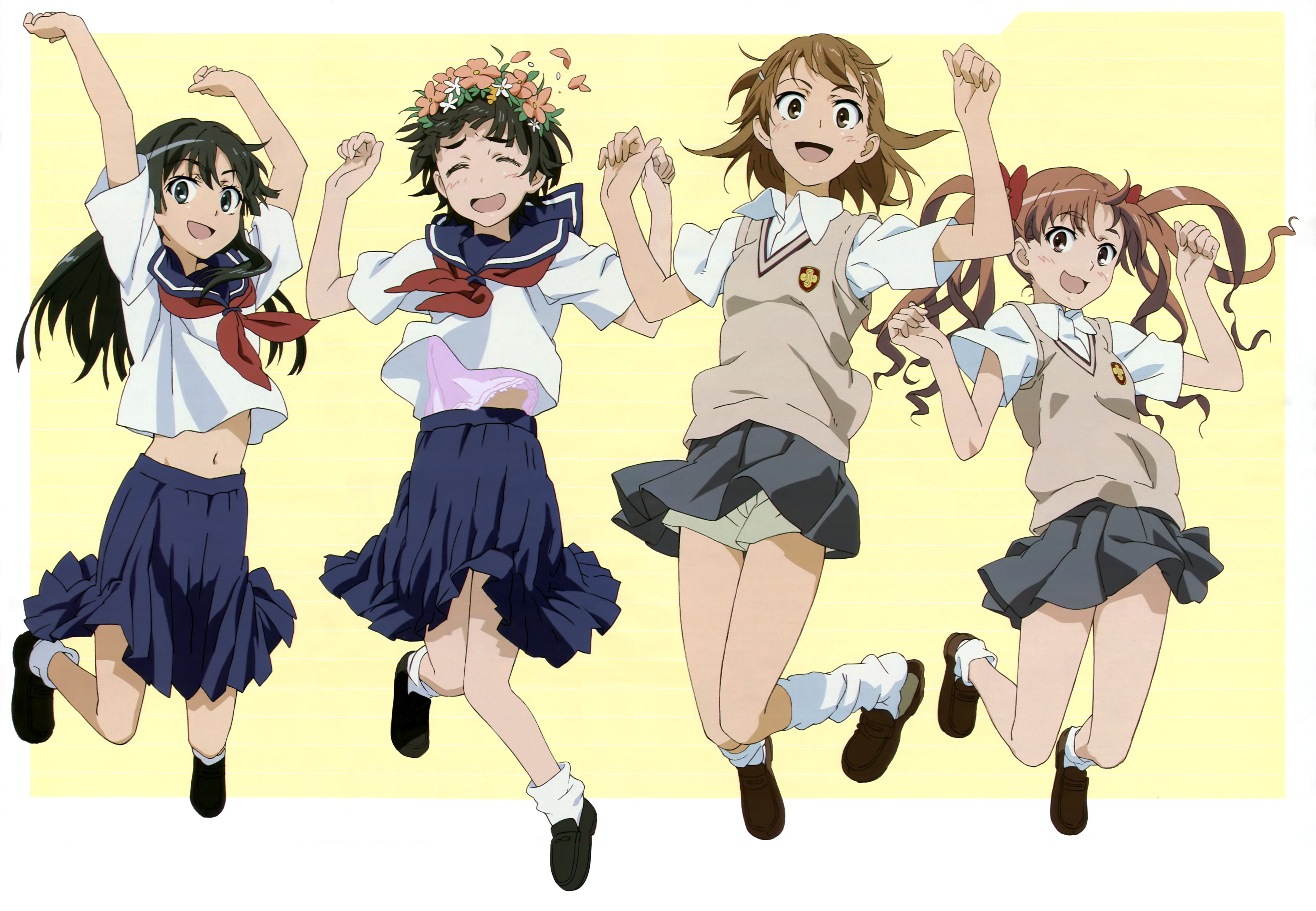 Four girls from A Certain Magical Index series HD Wallpaper