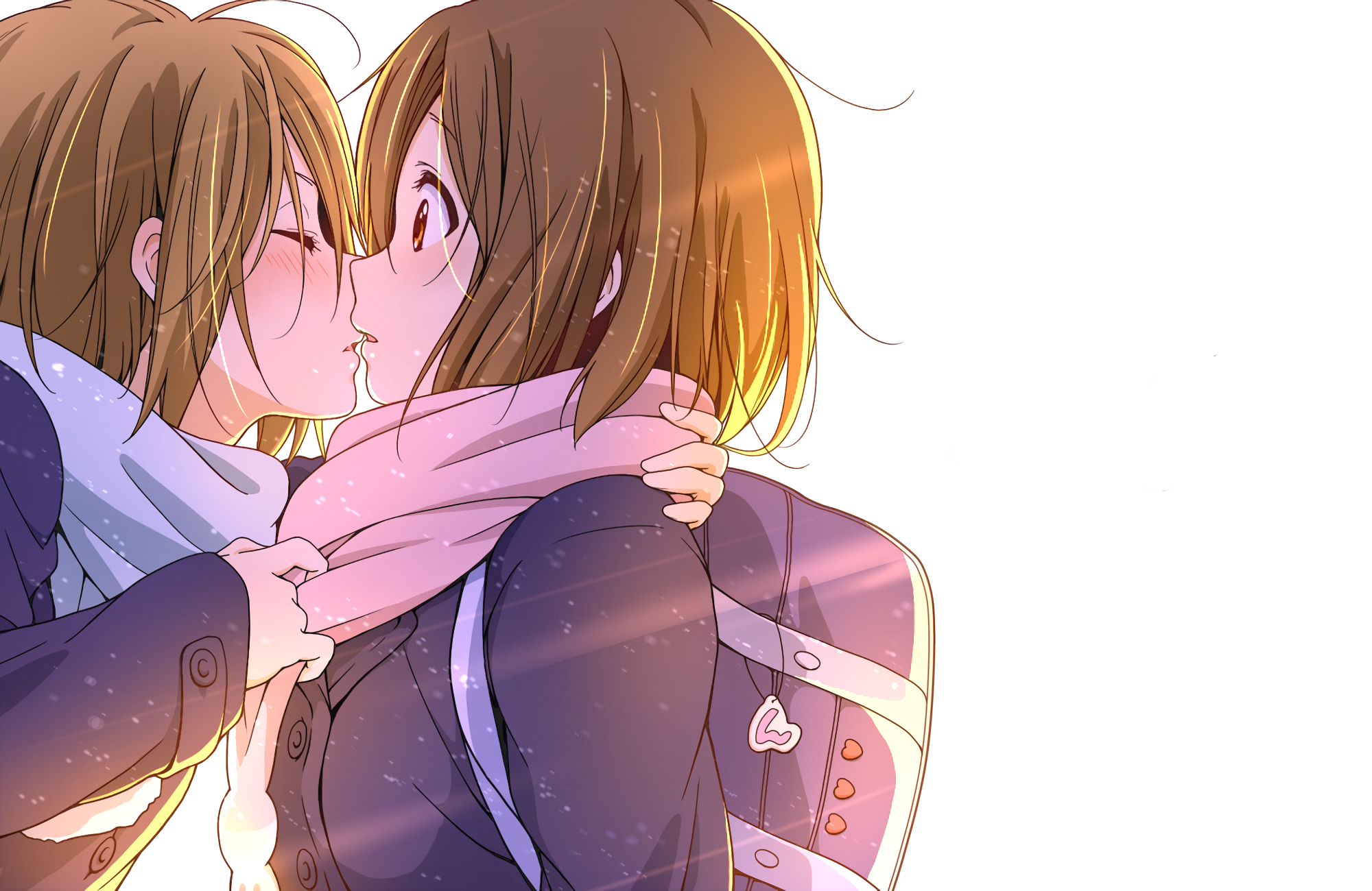 Yui Hirasawa kissing another girl HD Wallpaper