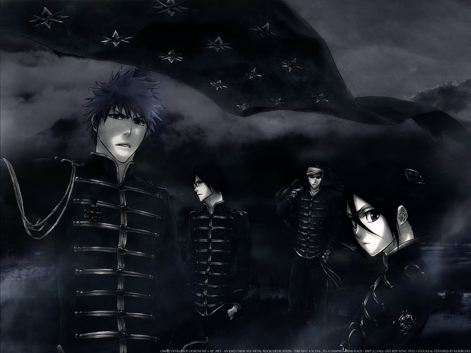 Ichigo, Uryu, Rukia, and Renji from Bleach HD Wallpaper