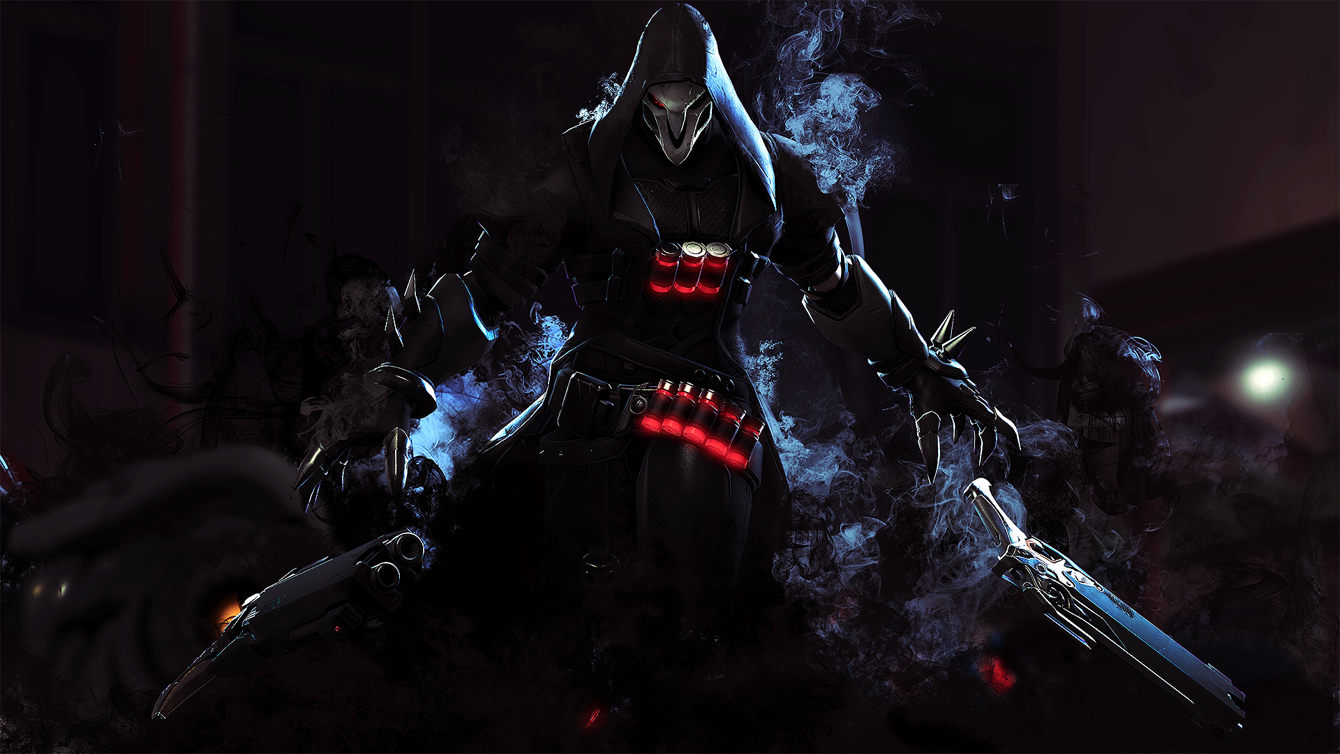 Reaper from Overwatch with shotguns HD Wallpaper