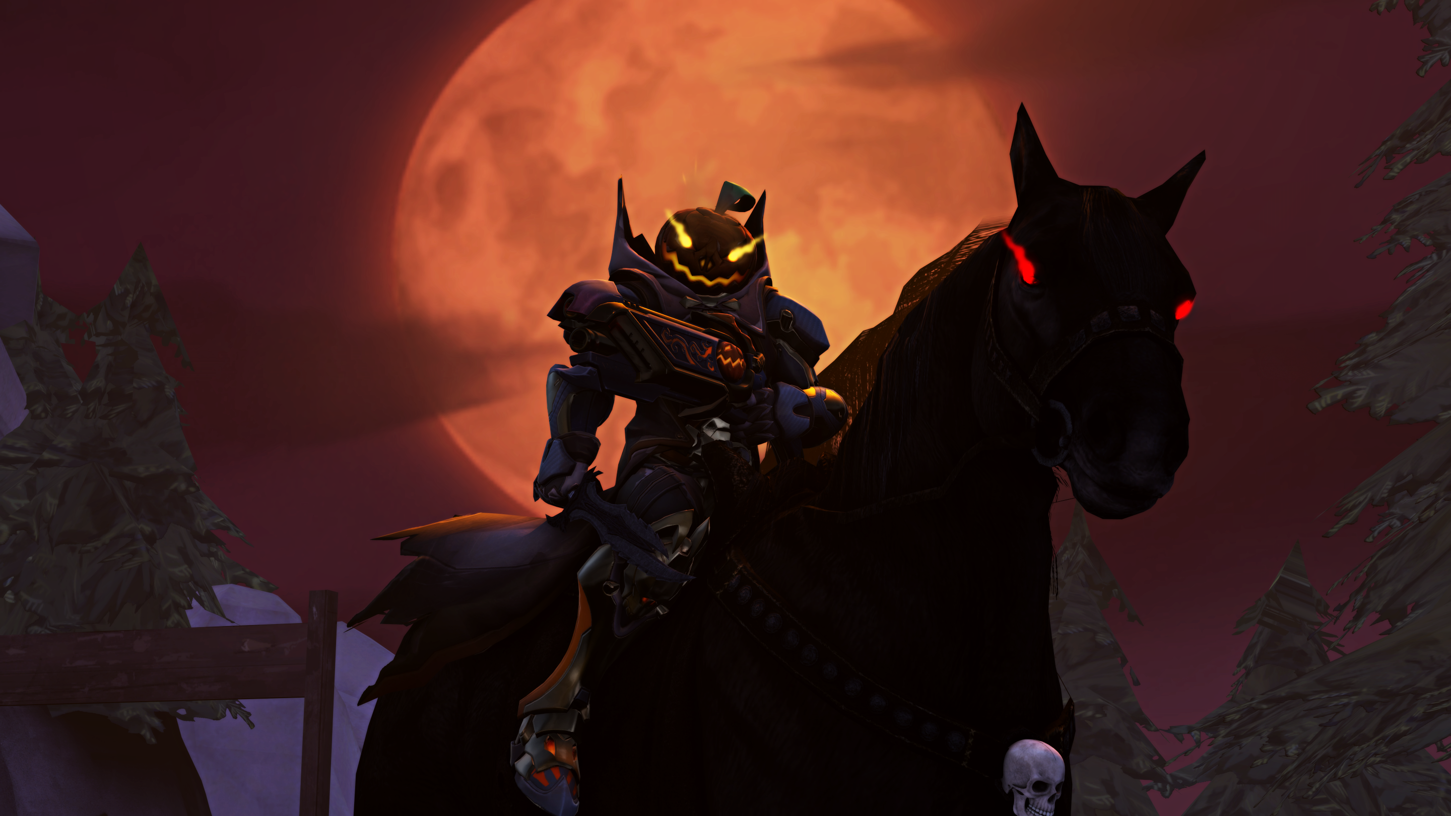 Reaper from Overwatch on a black horse HD Wallpaper