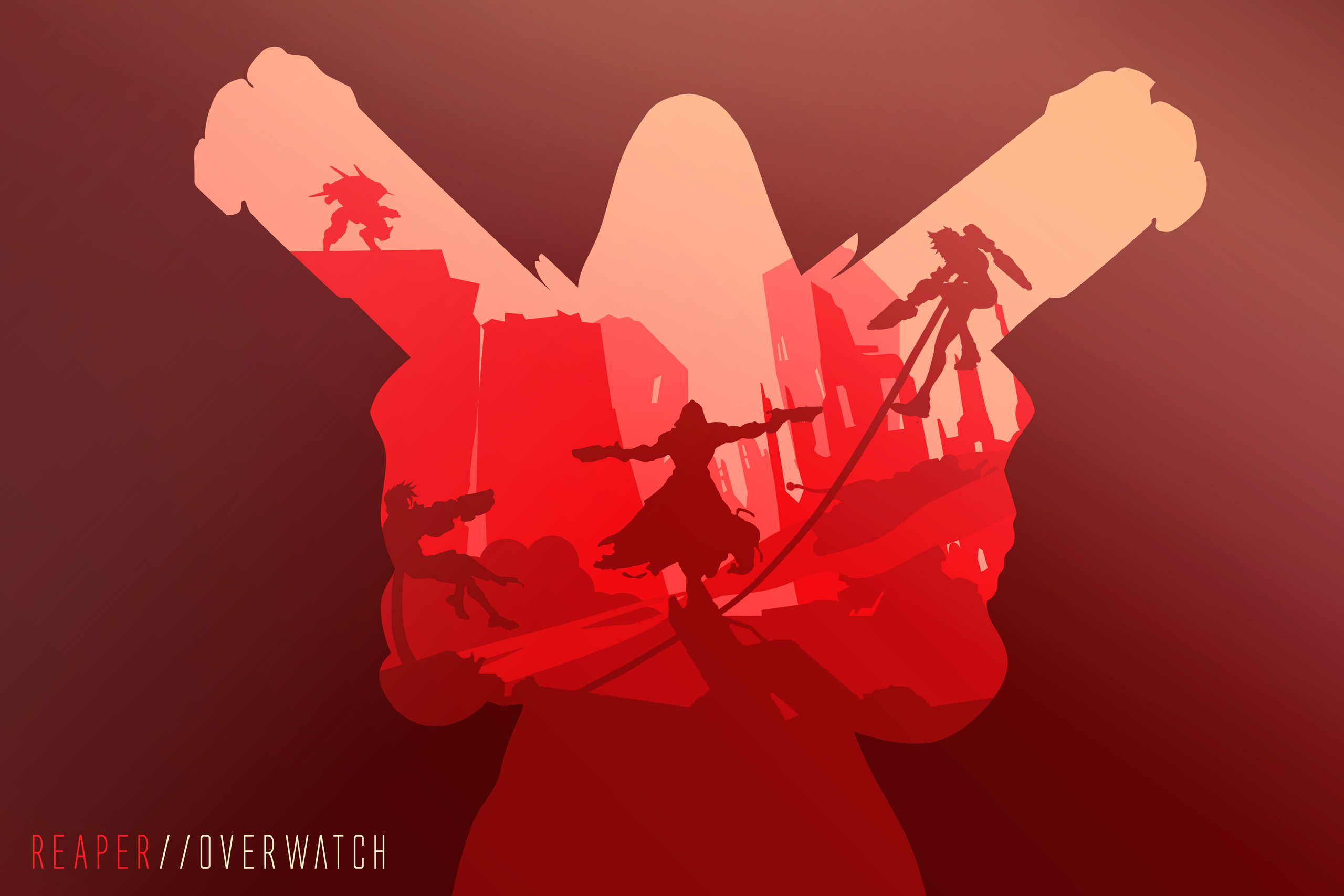 Reaper from Overwatch Silhouette Art HD Wallpaper