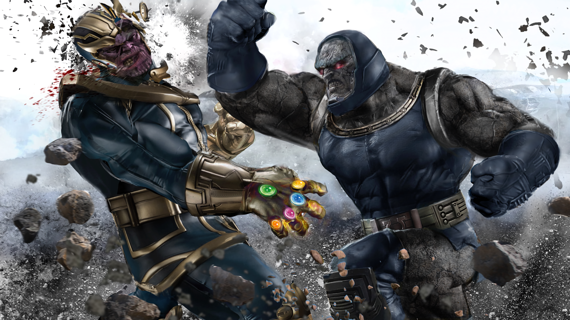 Thanos and Darkseid fighting HD Wallpaper
