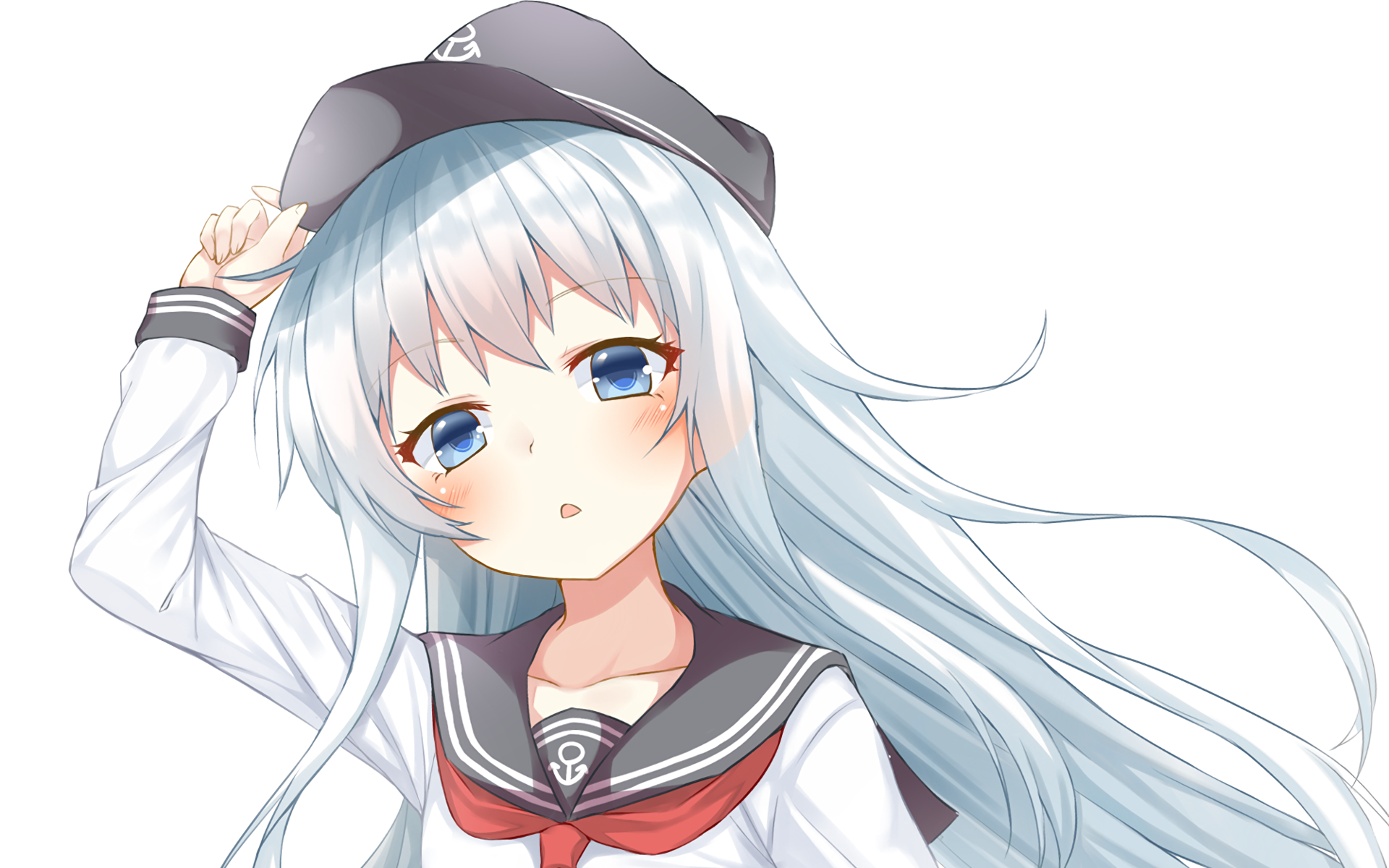 Hibiki from Kancolle wearing a sailor uniform HD Wallpaper