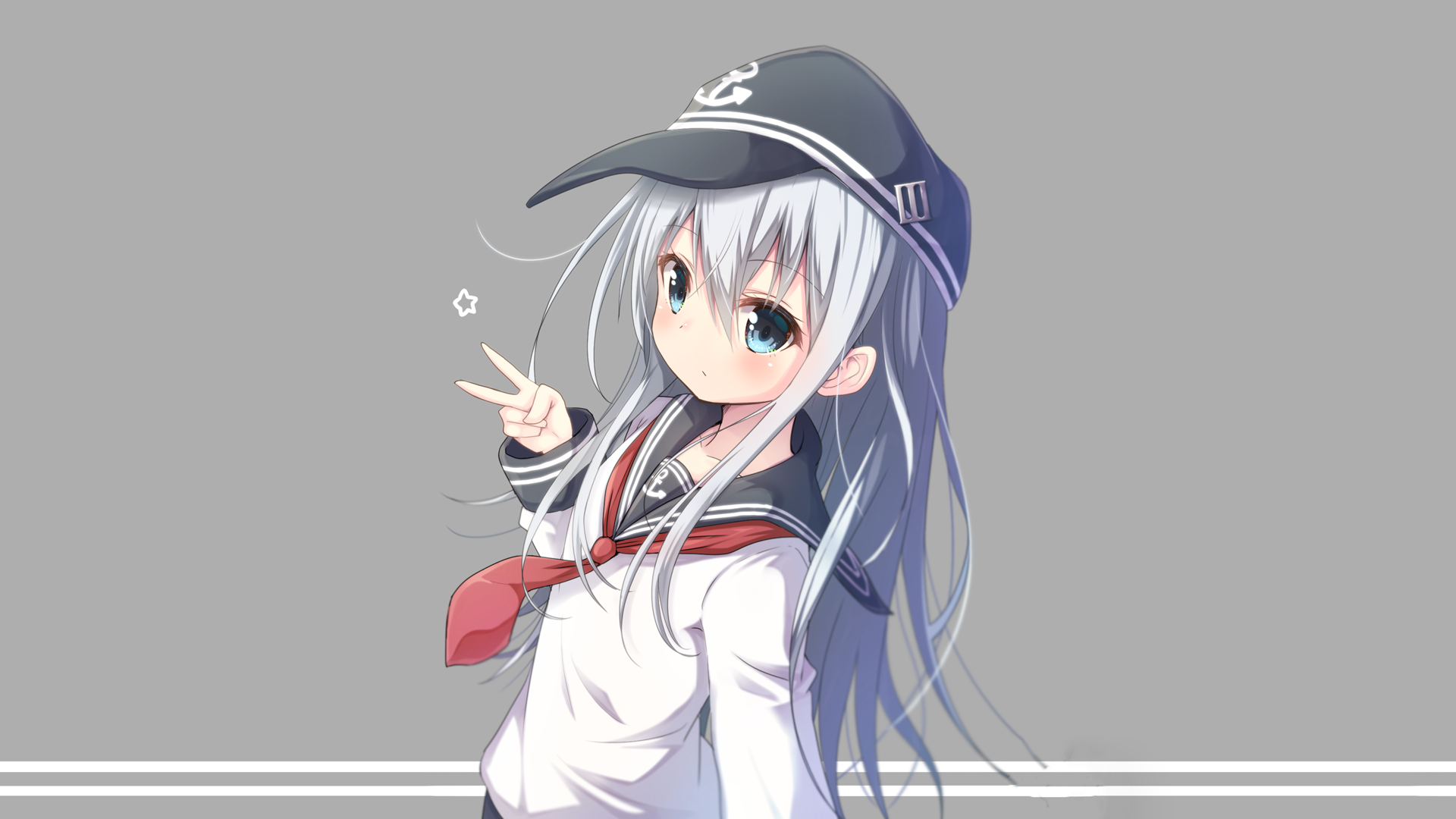 Hibiki from Kancolle wearing a sailor uniform and cap HD Wallpaper