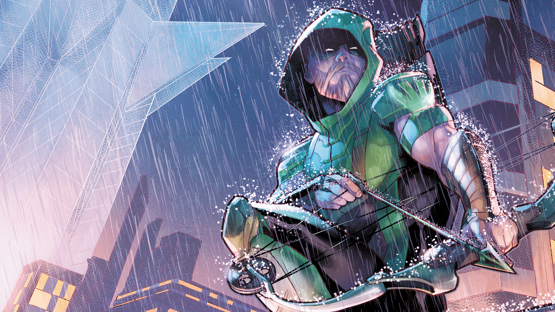 Green Arrow in the Rain HD Wallpaper