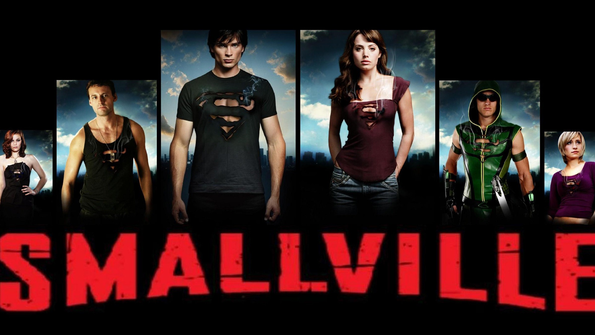 Smallville characters with Green Arrow HD Wallpaper