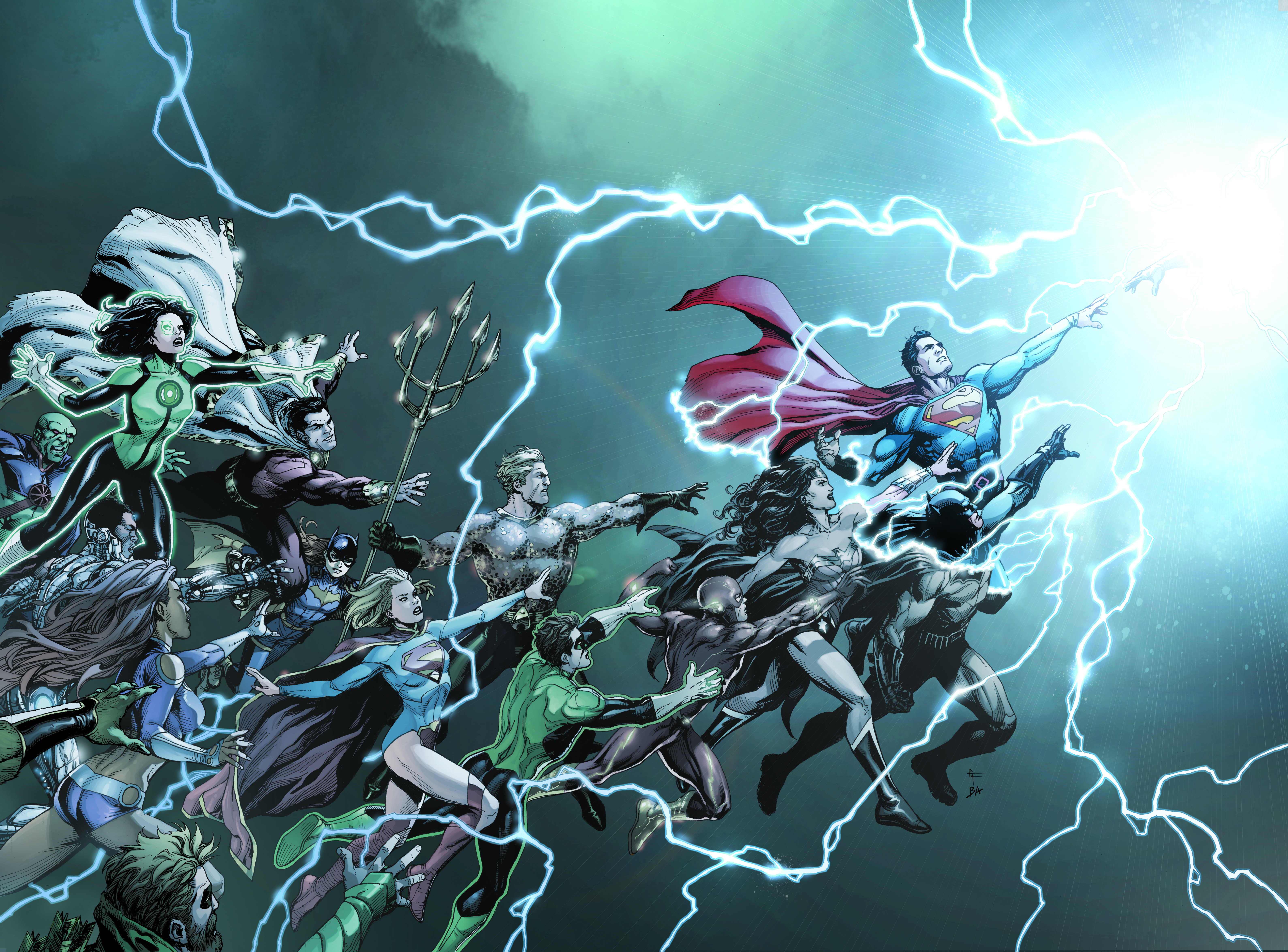 Justice League and Green Lantern Corps in Lightning HD Wallpaper
