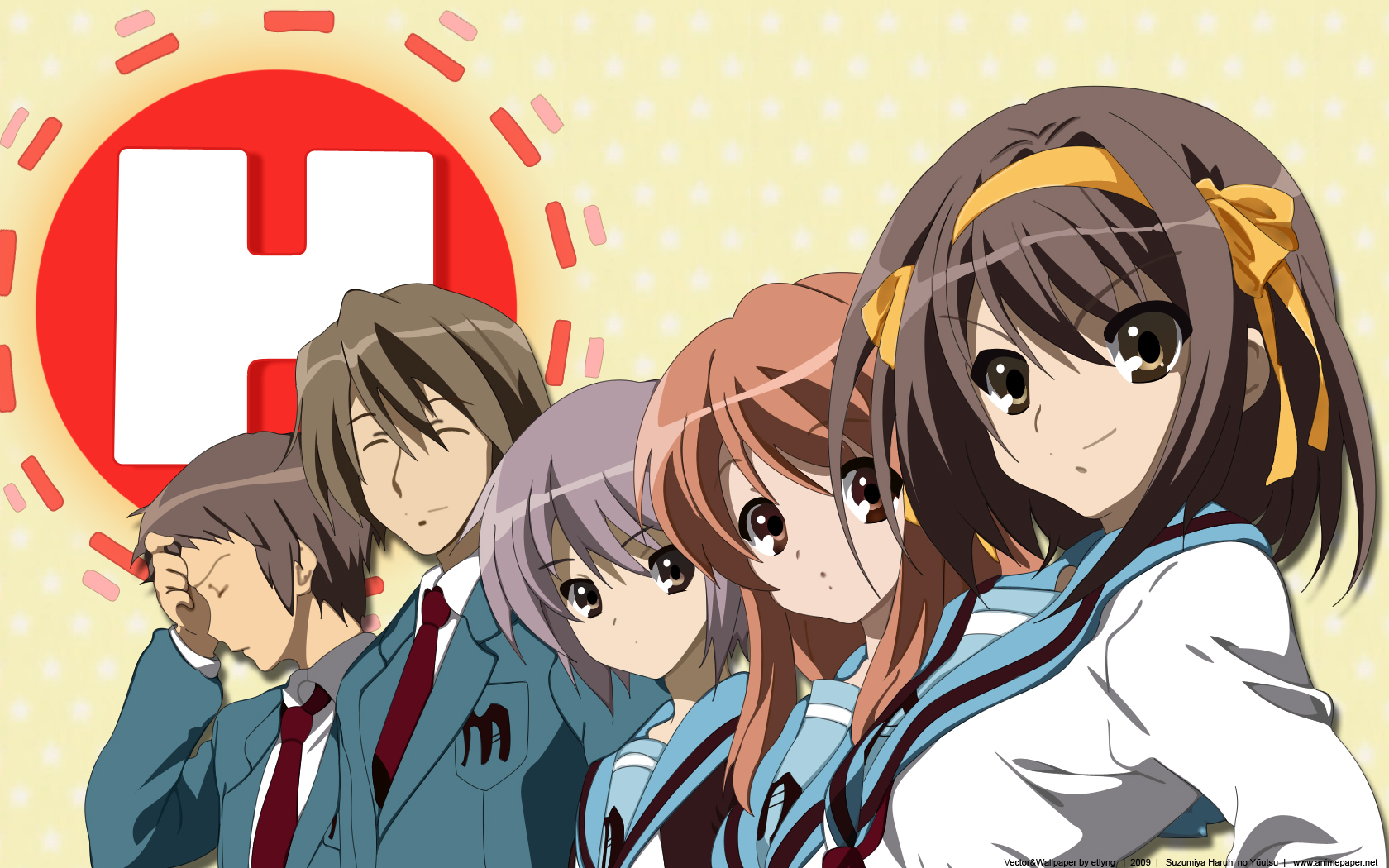 The Melancholy of Haruhi Suzumiya characters HD Wallpaper