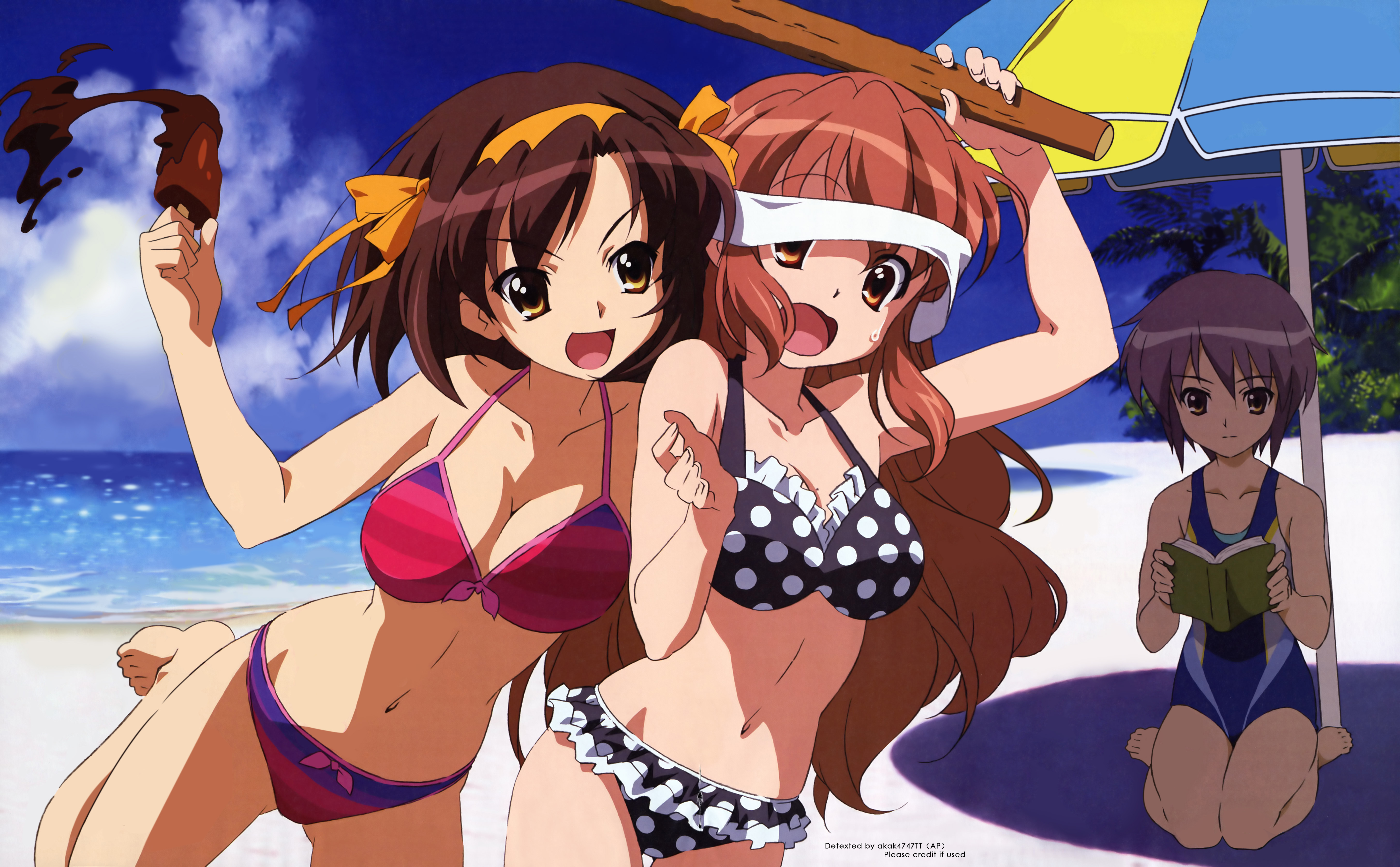 Yuki Nagato and friends at the beach HD Wallpaper
