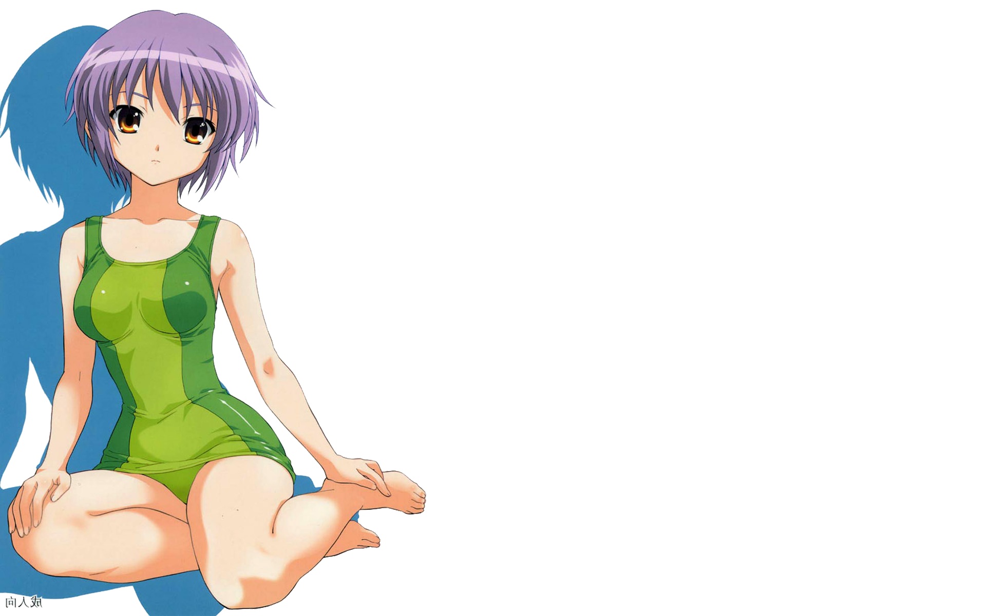 Yuki Nagato in a green swimsuit HD Wallpaper