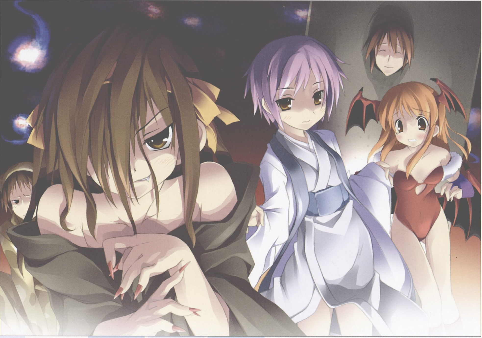 Yuki Nagato and friends in a dark setting HD Wallpaper