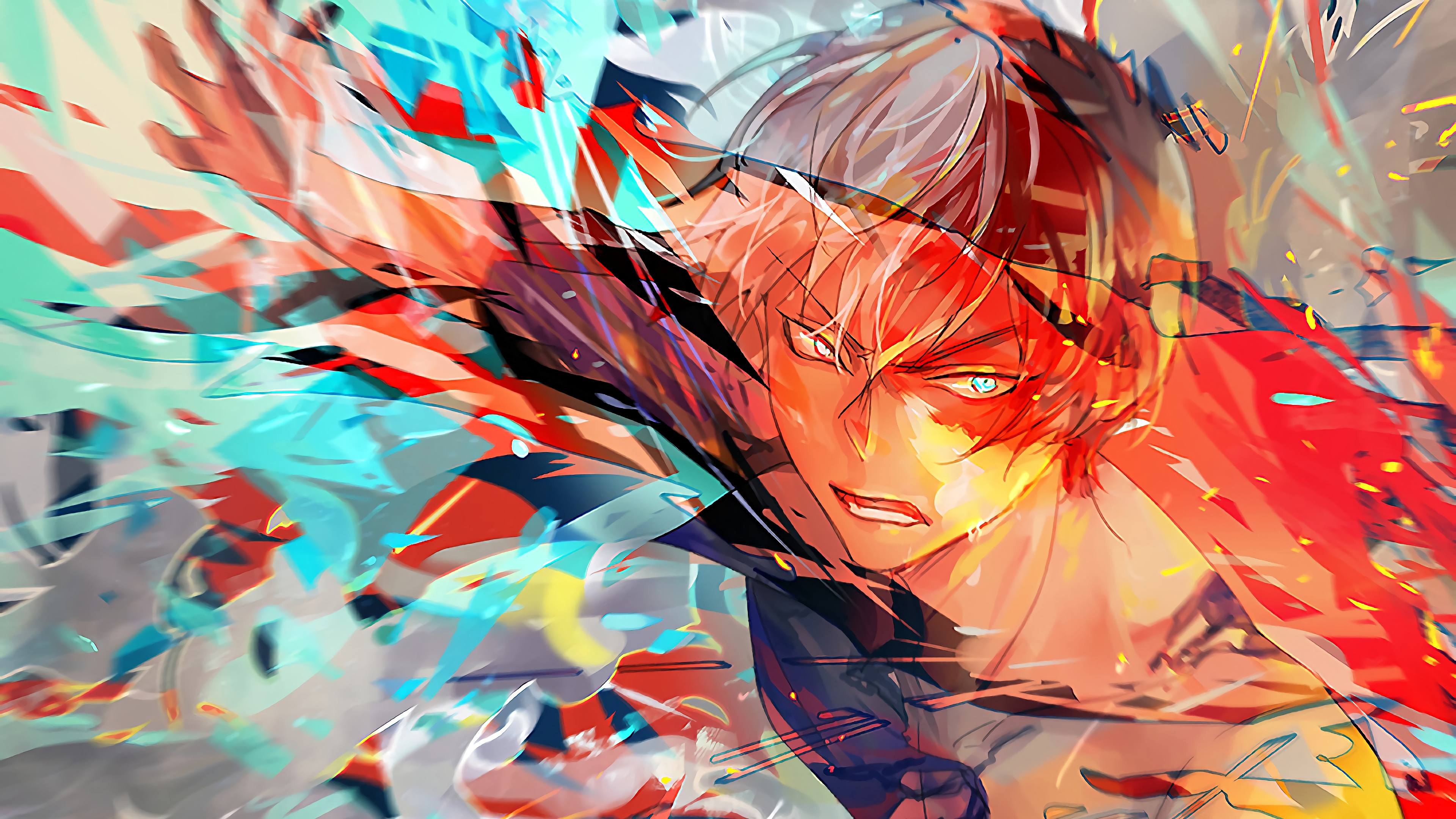 Dynamic Shoto Todoroki Action Scene HD Wallpaper