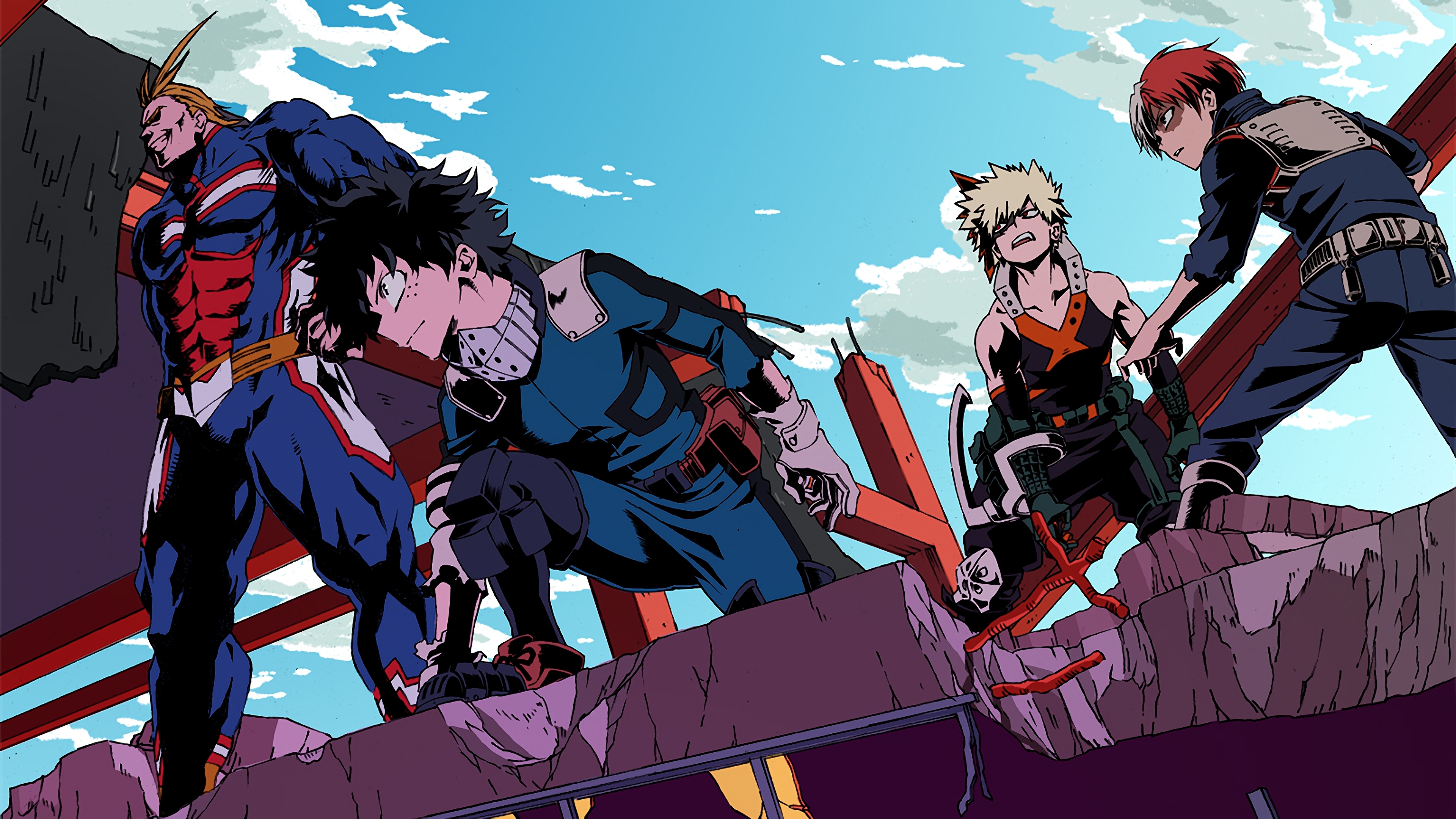 My Hero Academia characters on rubble HD Wallpaper