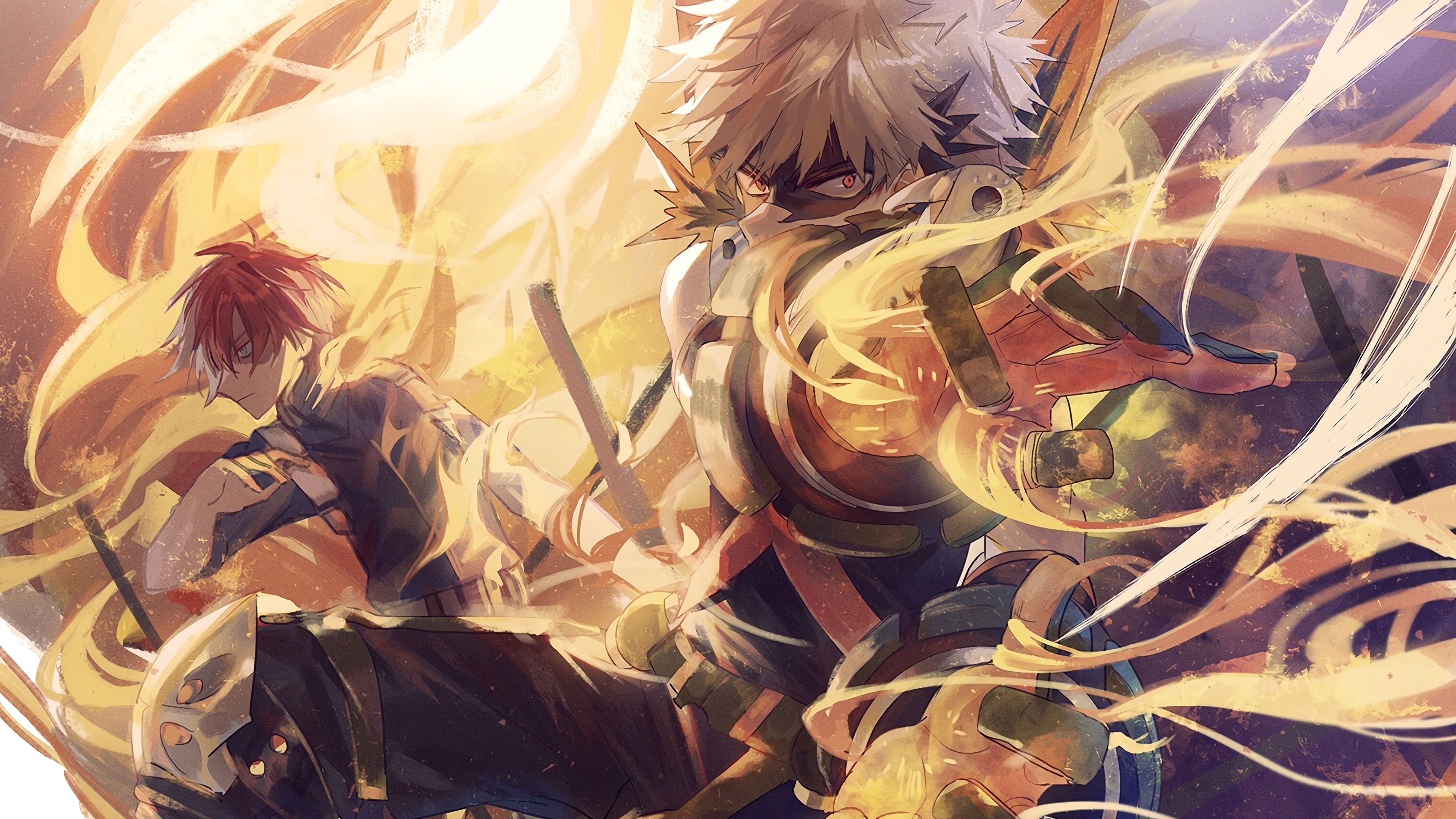 Katsuki Bakugo and Shoto Todoroki from My Hero Academia HD Wallpaper
