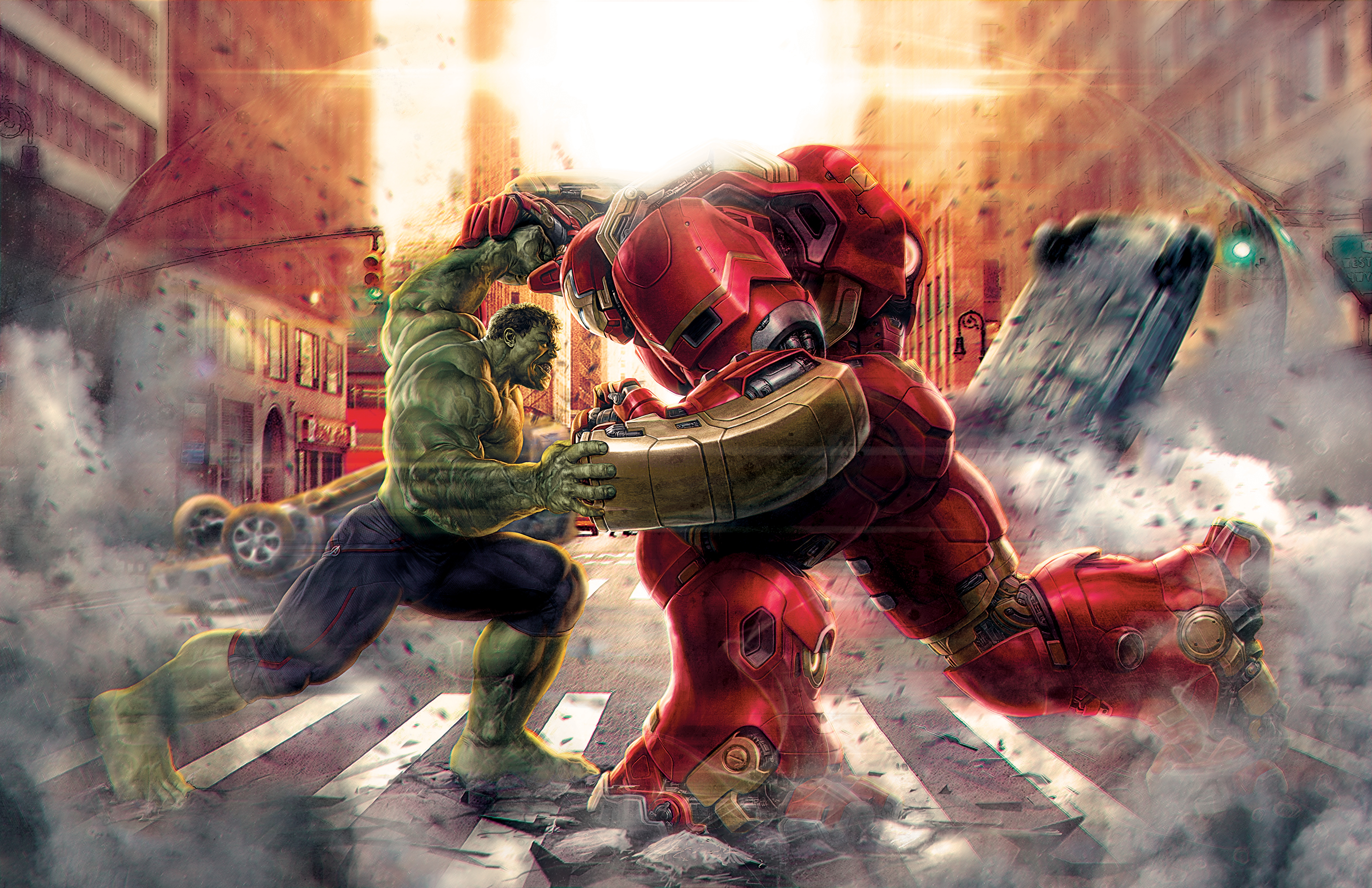 Hulk vs. Iron Man Hulkbuster in Avengers HD Wallpaper