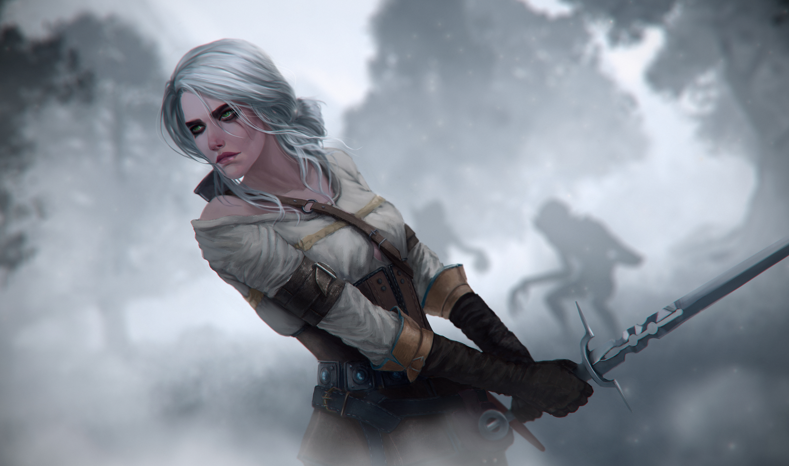 Ciri from The Witcher holding a sword HD Wallpaper