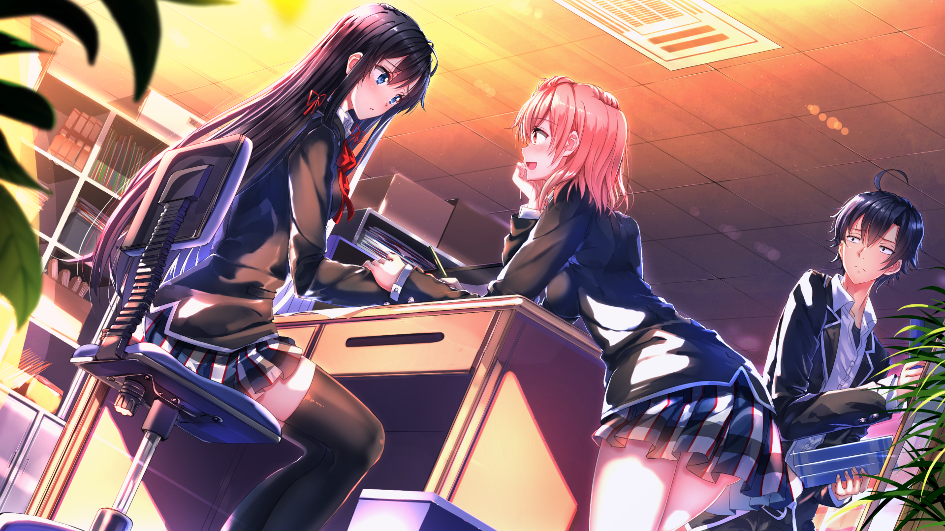 Yukino Yukinoshita and Yui Yuigahama in classroom HD Wallpaper