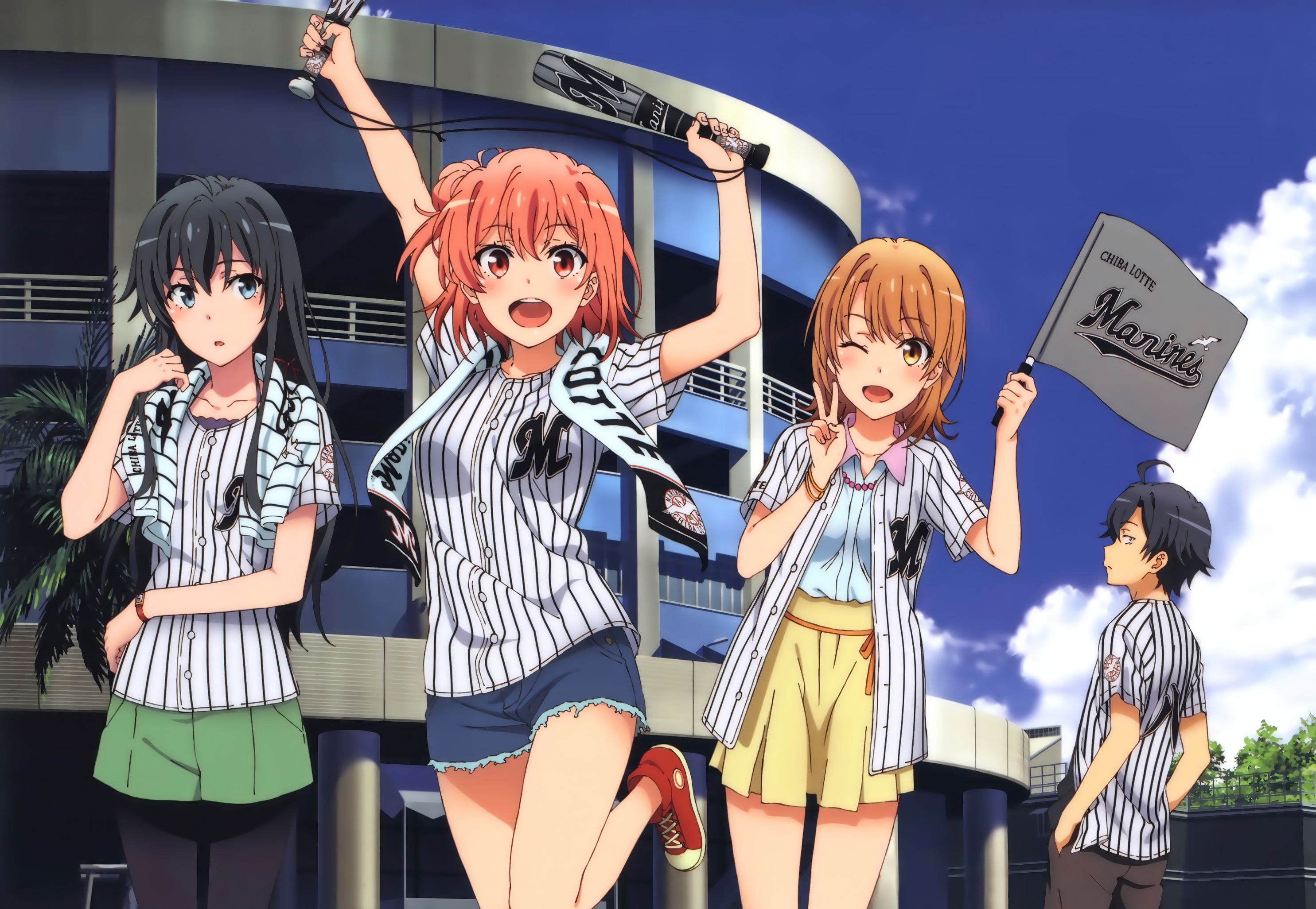 Yukino Yukinoshita Cheering at Baseball Stadium HD Wallpaper