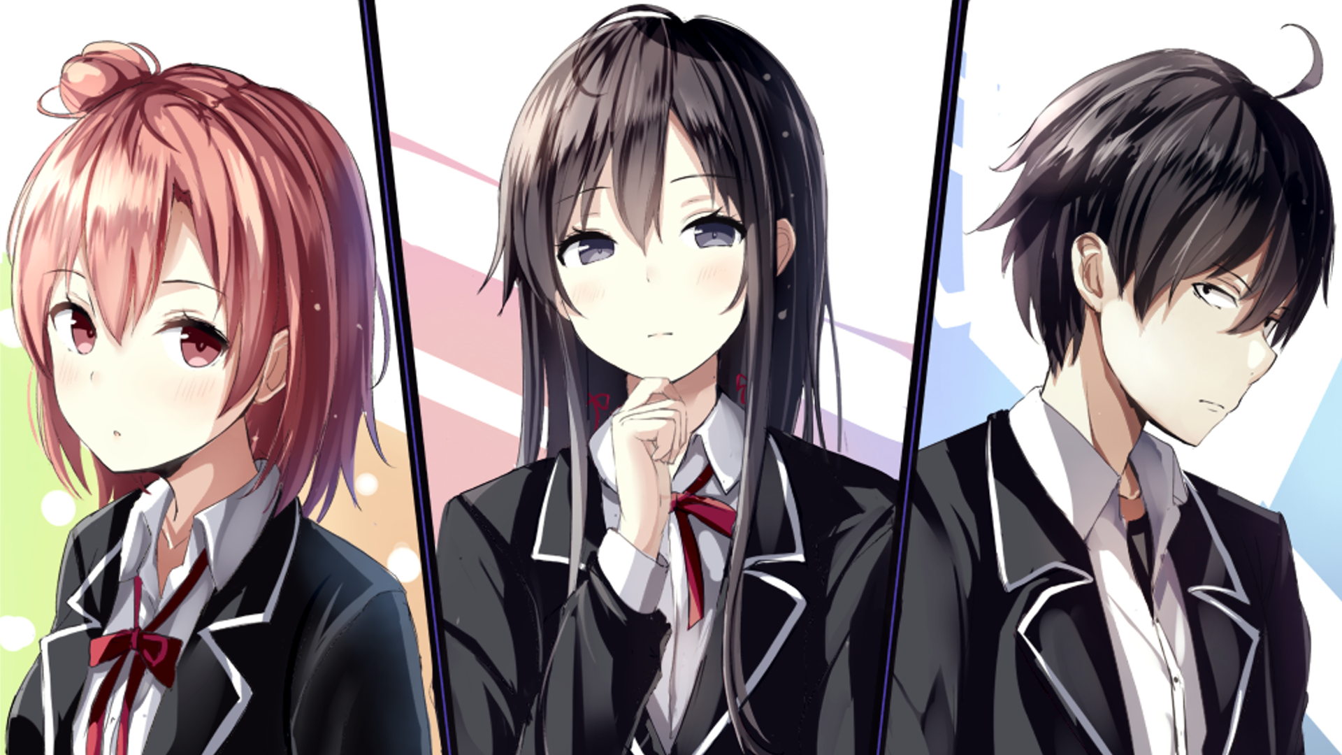 Yui Yuigahama, Yukino Yukinoshita, and Hachiman Hikigaya from My Teen Romantic Comedy SNAFU HD Wallpaper