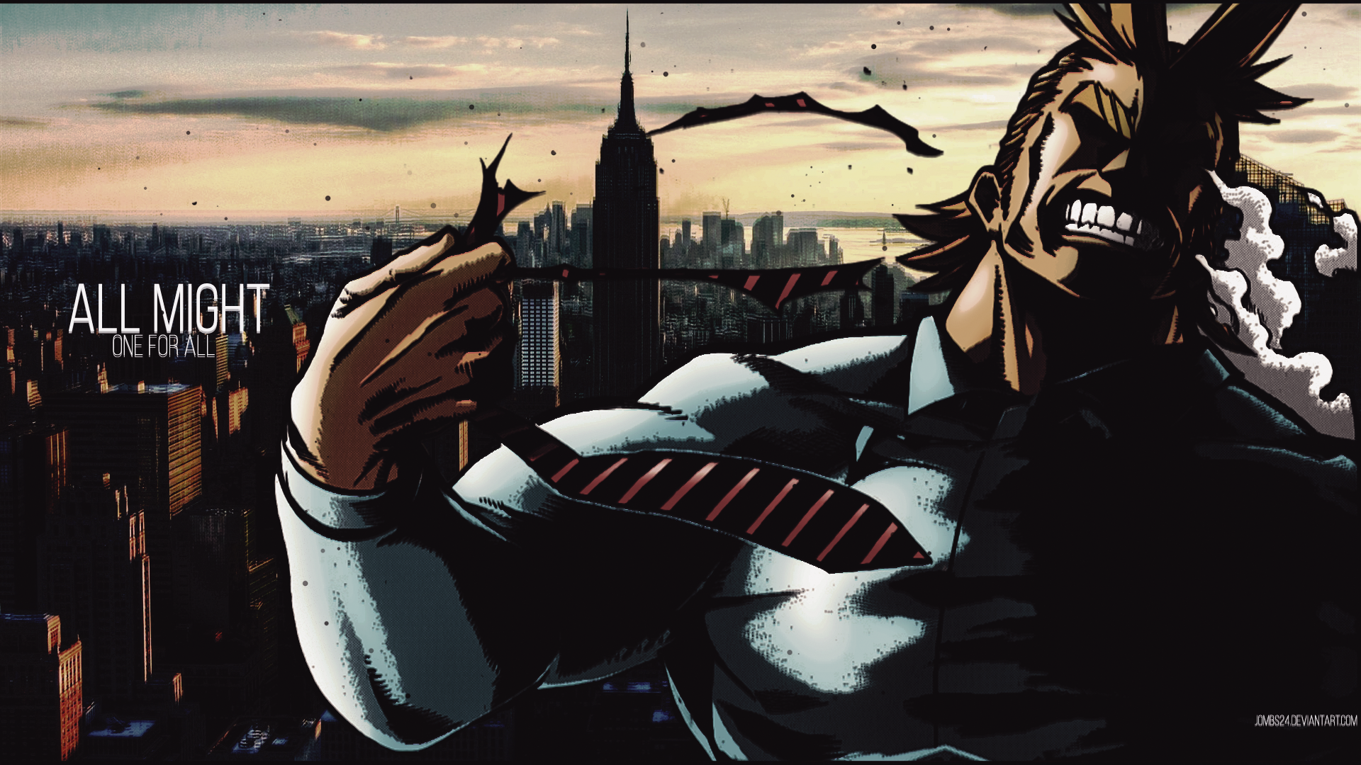 All Might from My Hero Academia in a city HD Wallpaper