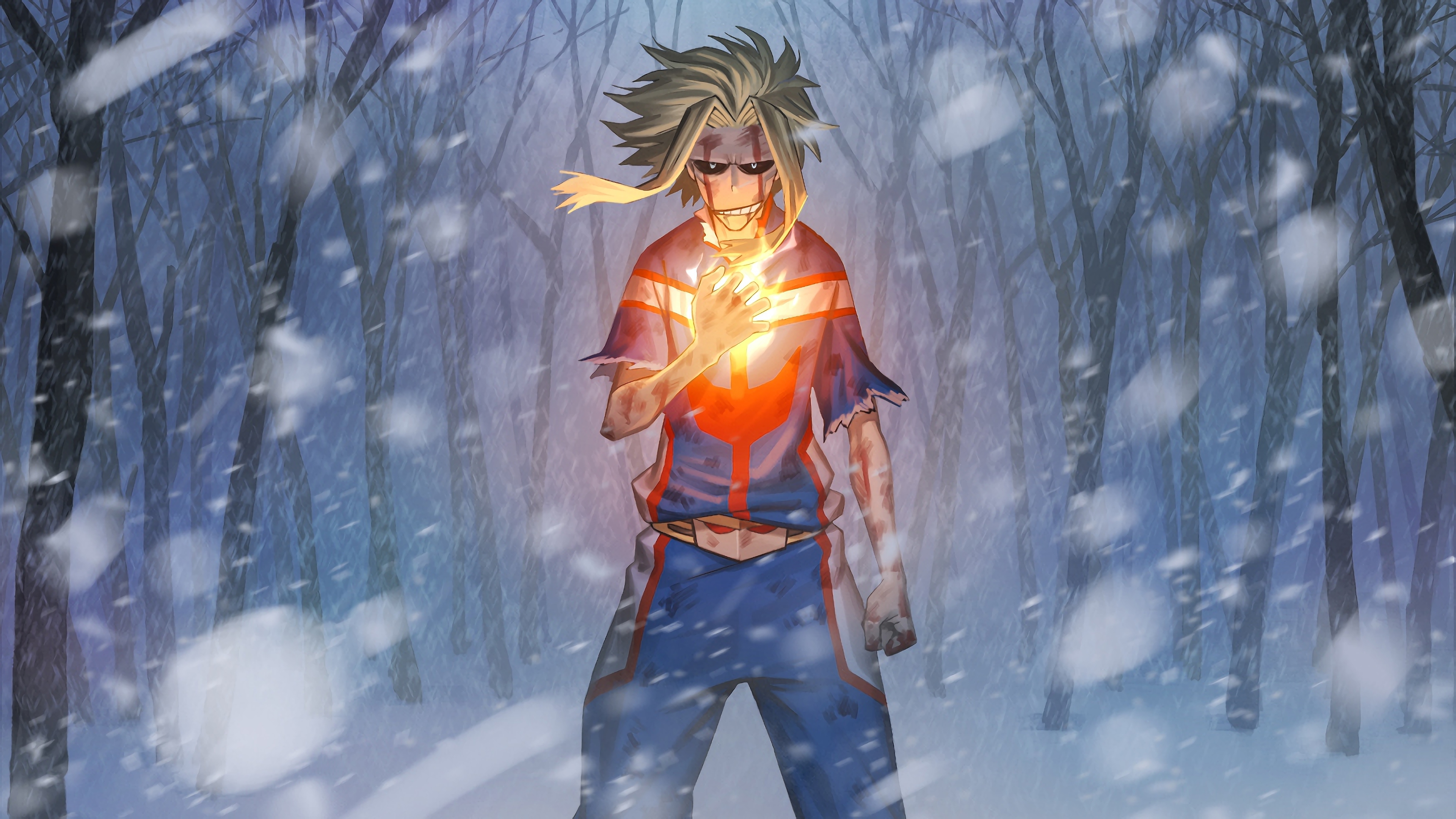 All Might from My Hero Academia in Snow HD Wallpaper