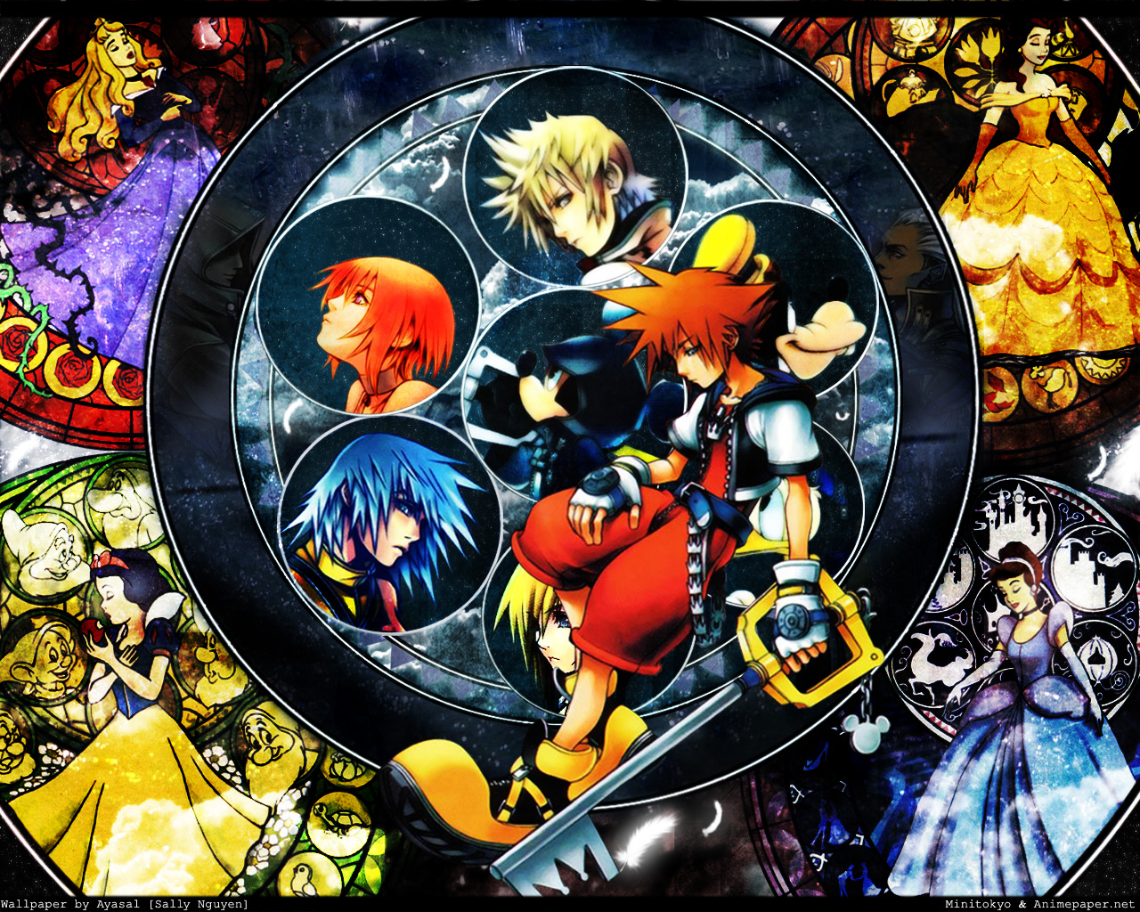 Kingdom Hearts characters and Disney princesses HD Wallpaper